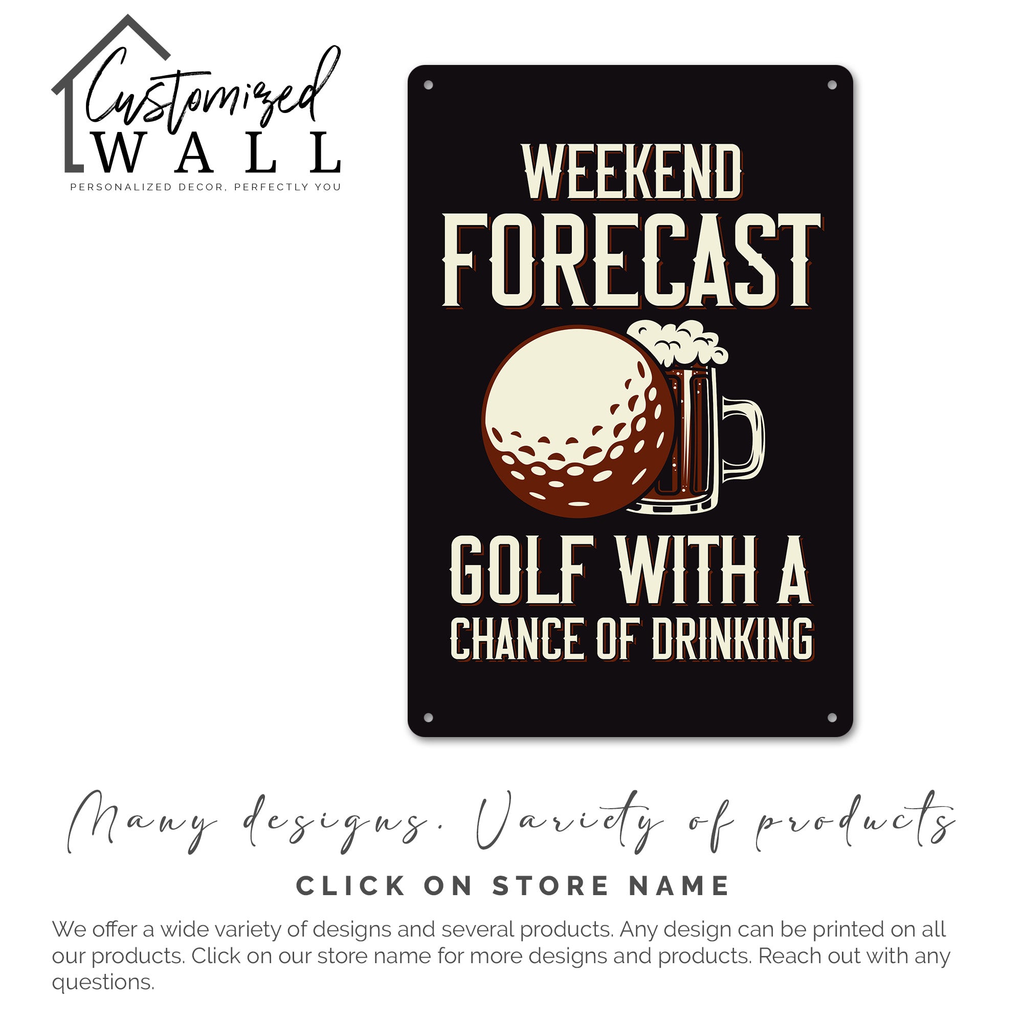 Personalized Vintage Metal Sign - Weekend Forecast: Golf with a Chance of Drinking - Customizable Gift for Golf Lovers - Image 7