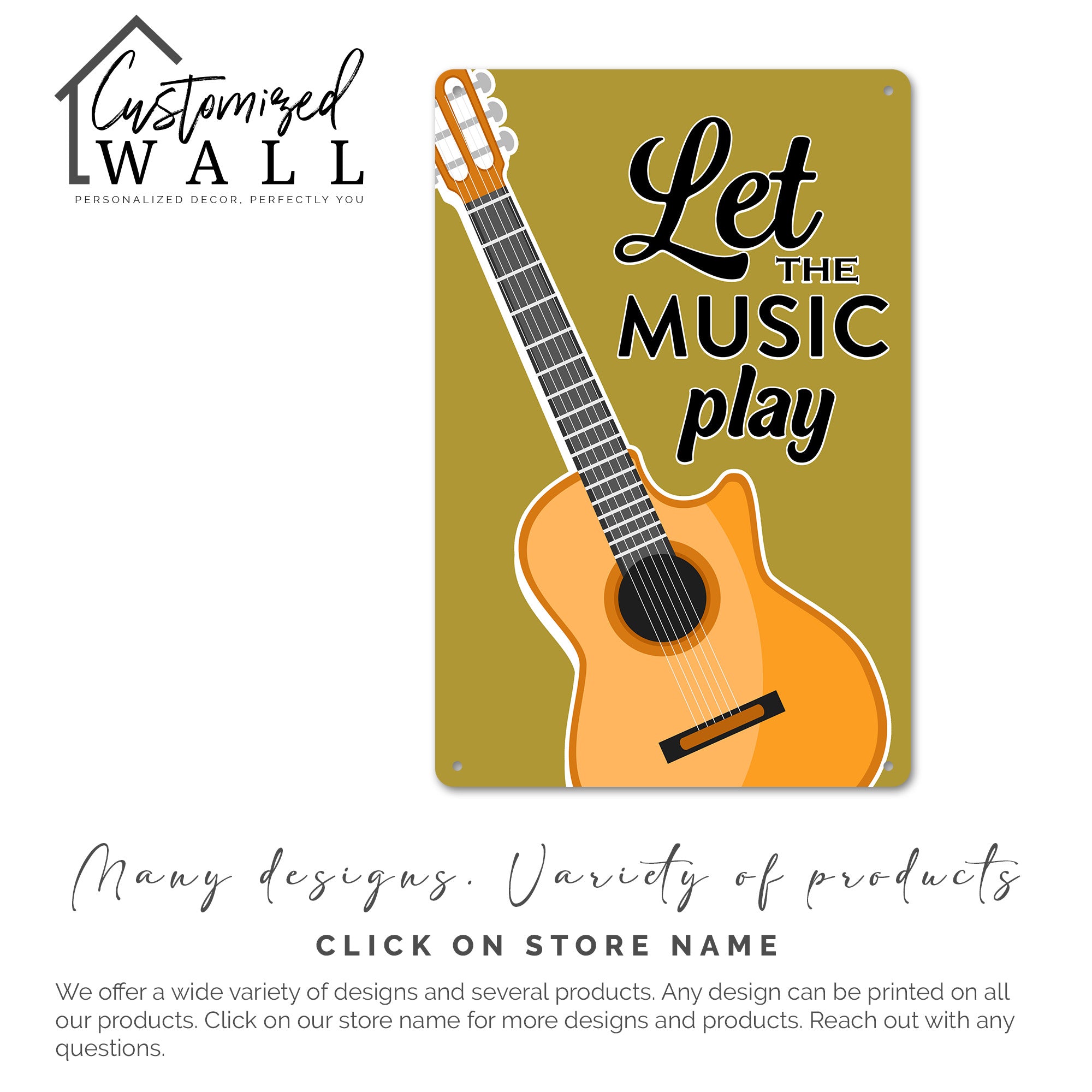 Personalized Handmade Metal Sign - "Let the Music Play" Acoustic Guitar Design - Perfect Gift for Music Lovers and Musicians - Image 7