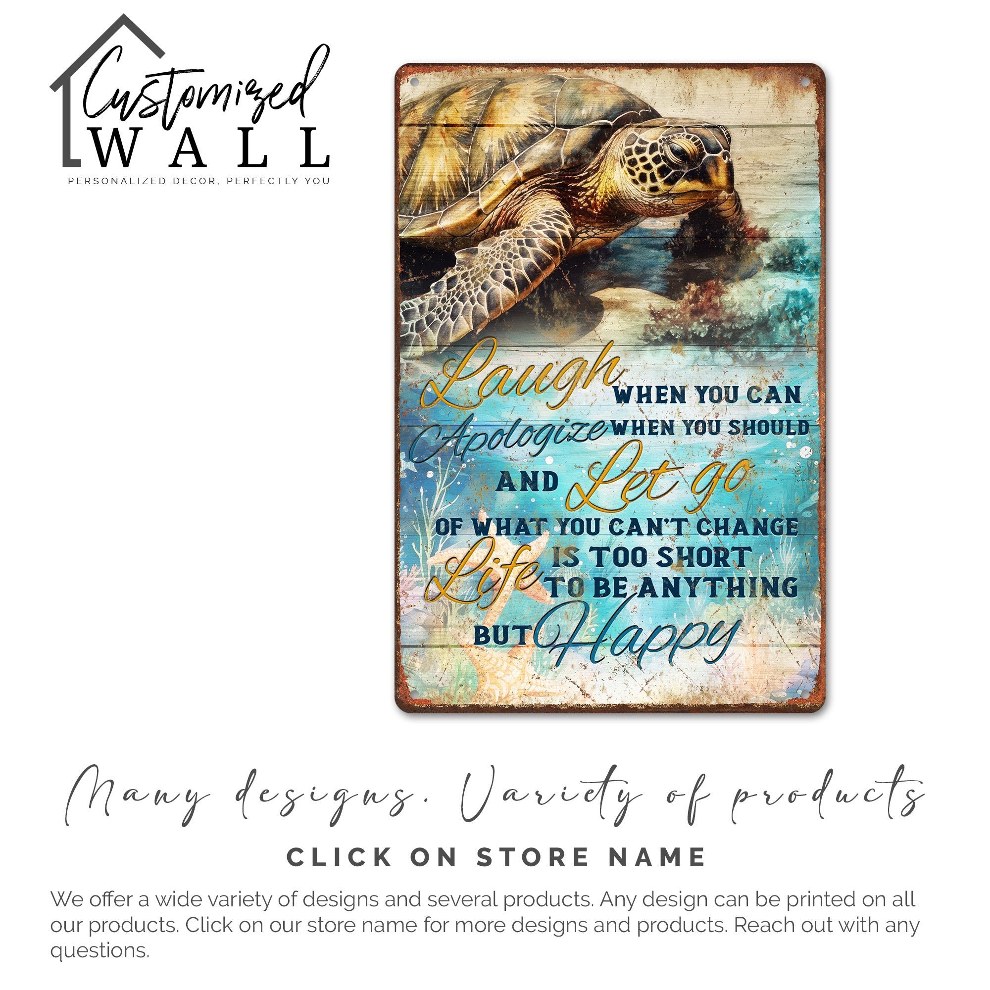 Personalized Rustic Metal Sign with Sea Turtle Design - Inspiring Life Quote for Home Decor and Thoughtful Gifts - Image 6