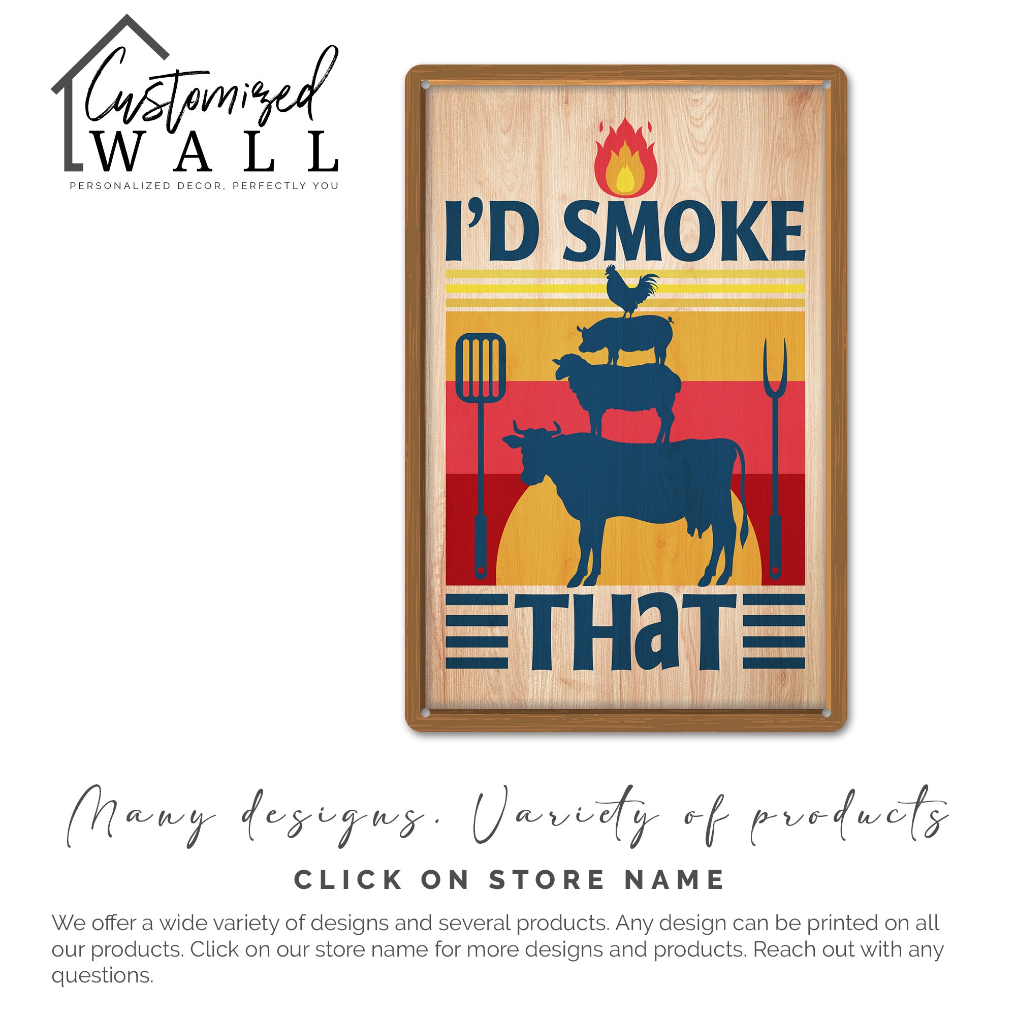 Personalized "I'd Smoke That" Metal Sign – Custom BBQ Art for Grill Enthusiasts and Perfect Gift for Father's Day or Housewarming - Image 4