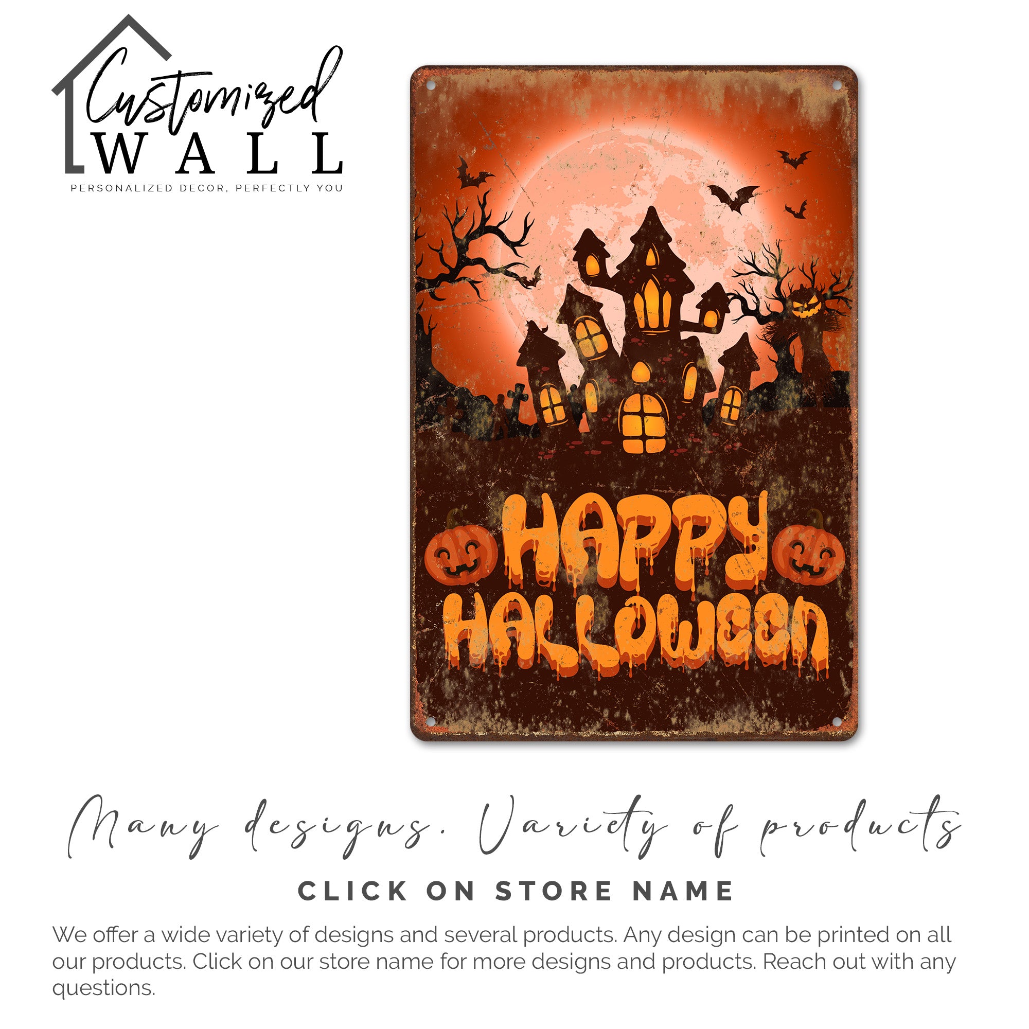 Personalized Halloween Metal Sign - Customizable Haunted House Decor for Spooky Celebrations and Unique Gift Ideas - Image 6