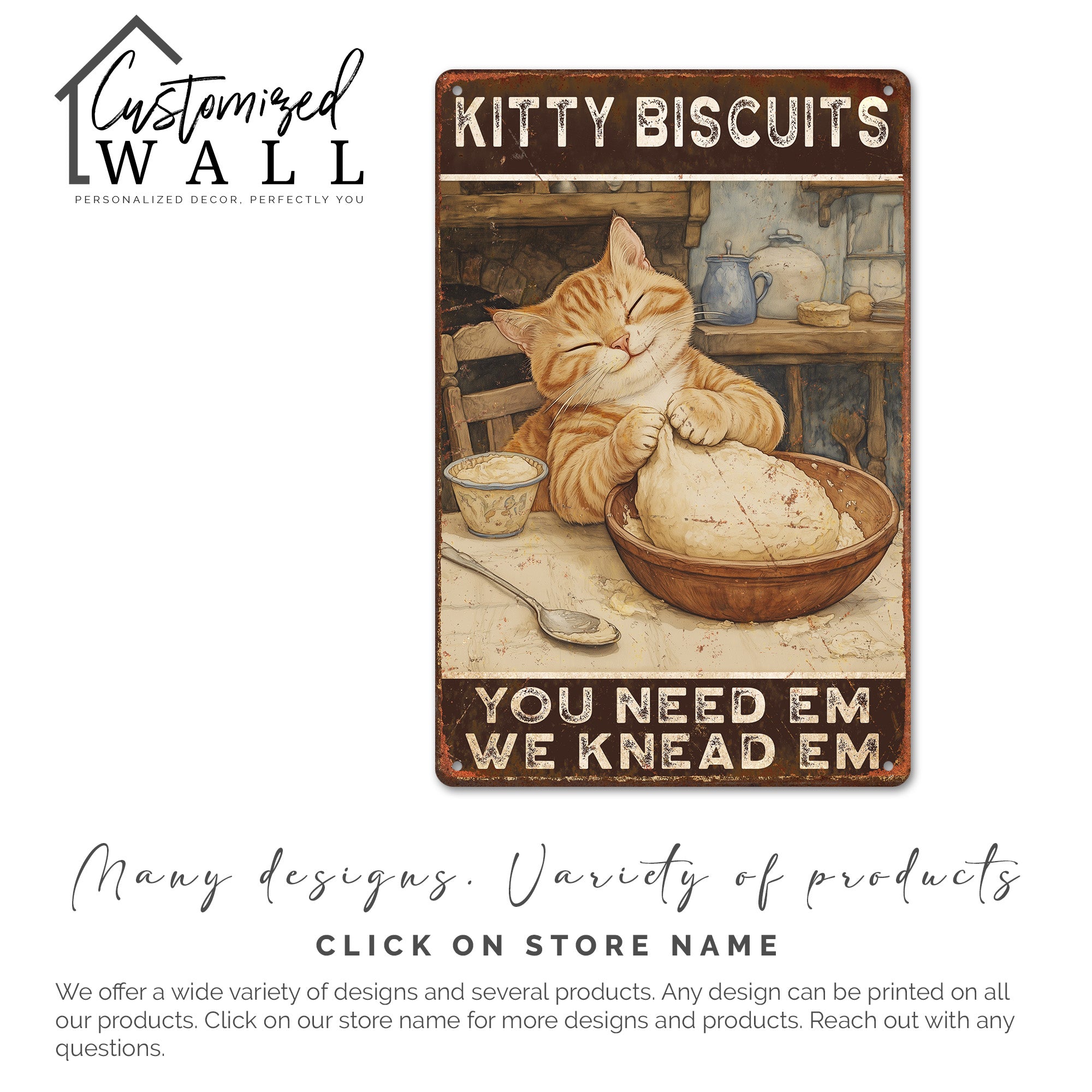Whimsical Kitty Biscuits Metal Sign – Personalized Kitchen Decor for Cat Lovers and Bakers Alike - Image 6