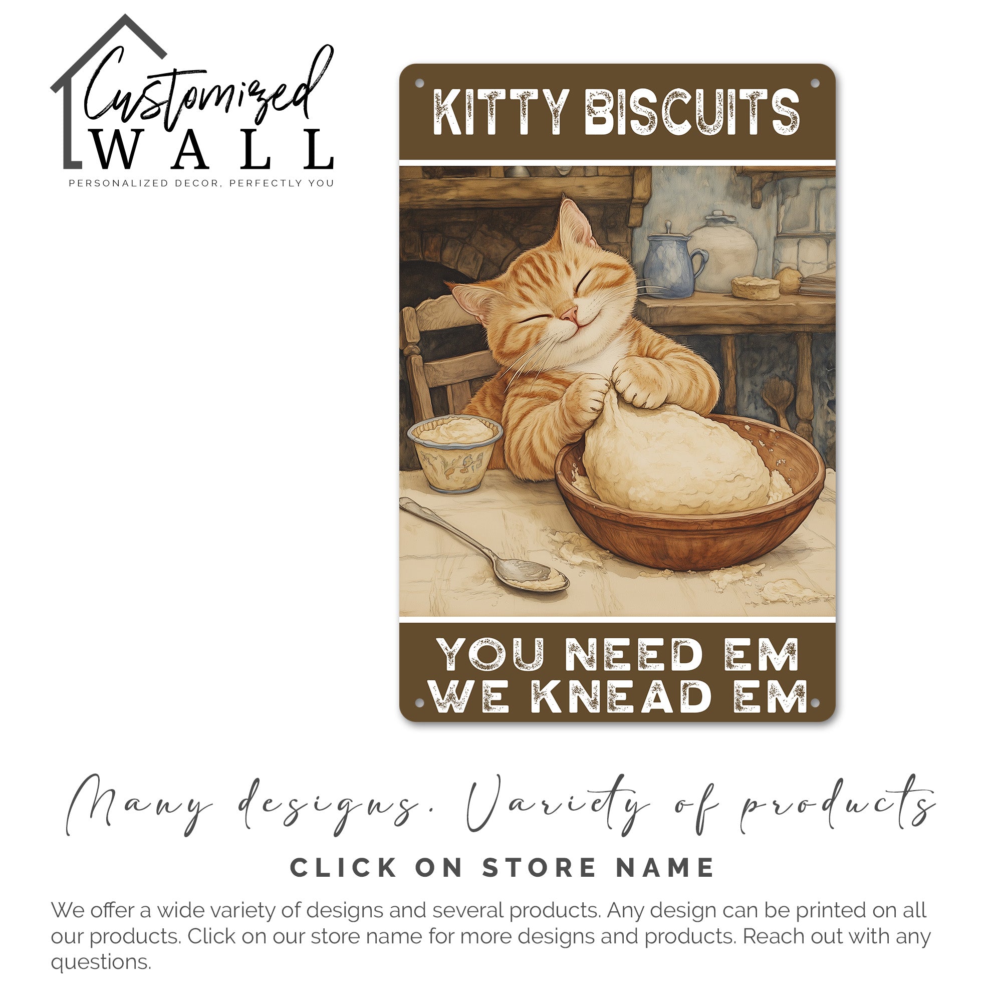 Whimsical Kitty Biscuits Metal Sign – Personalized Kitchen Decor for Cat Lovers and Bakers Alike - Image 7