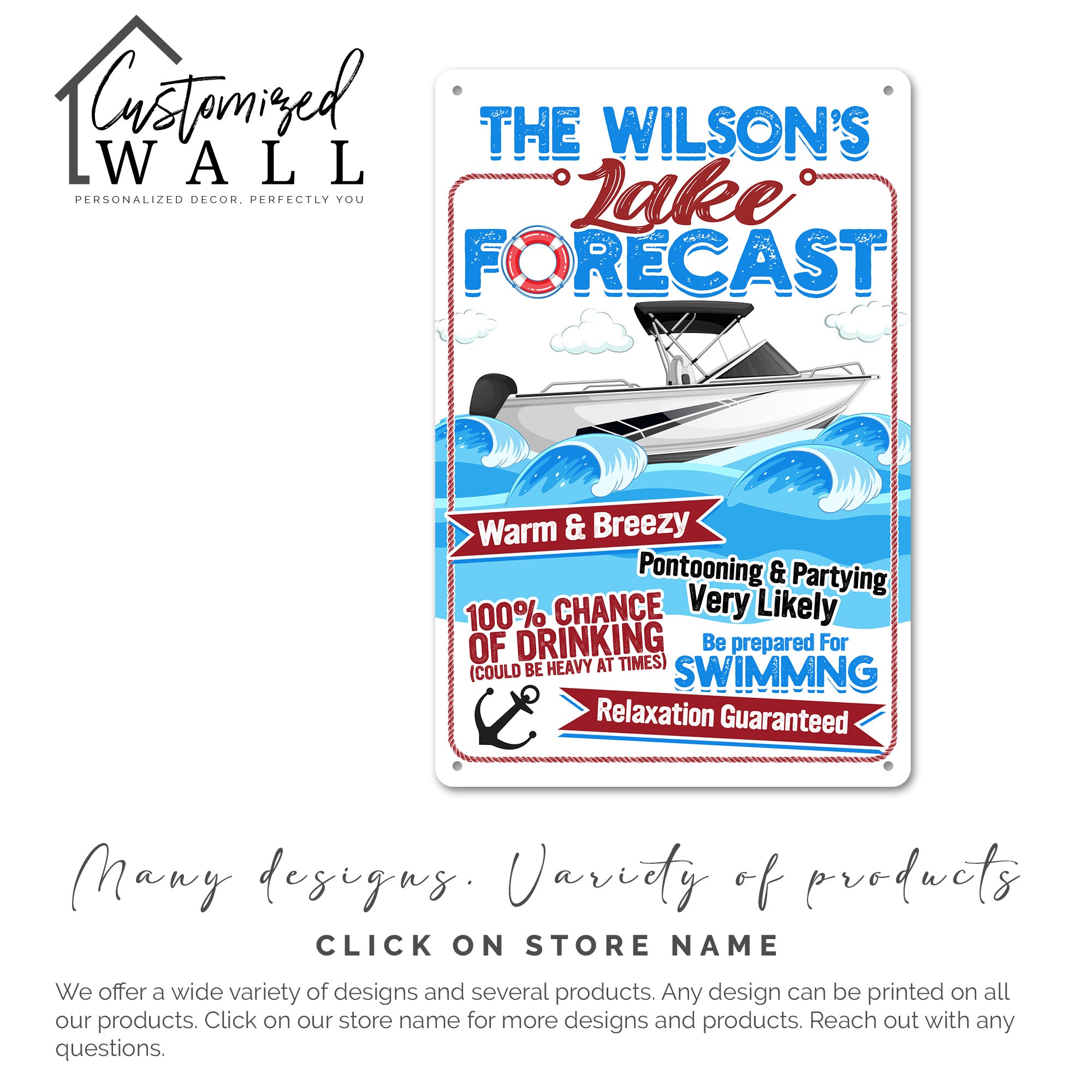 Personalized Wilson's Lake Forecast Metal Sign - Custom Nautical Decor Gift for Lake Lovers - Image 4