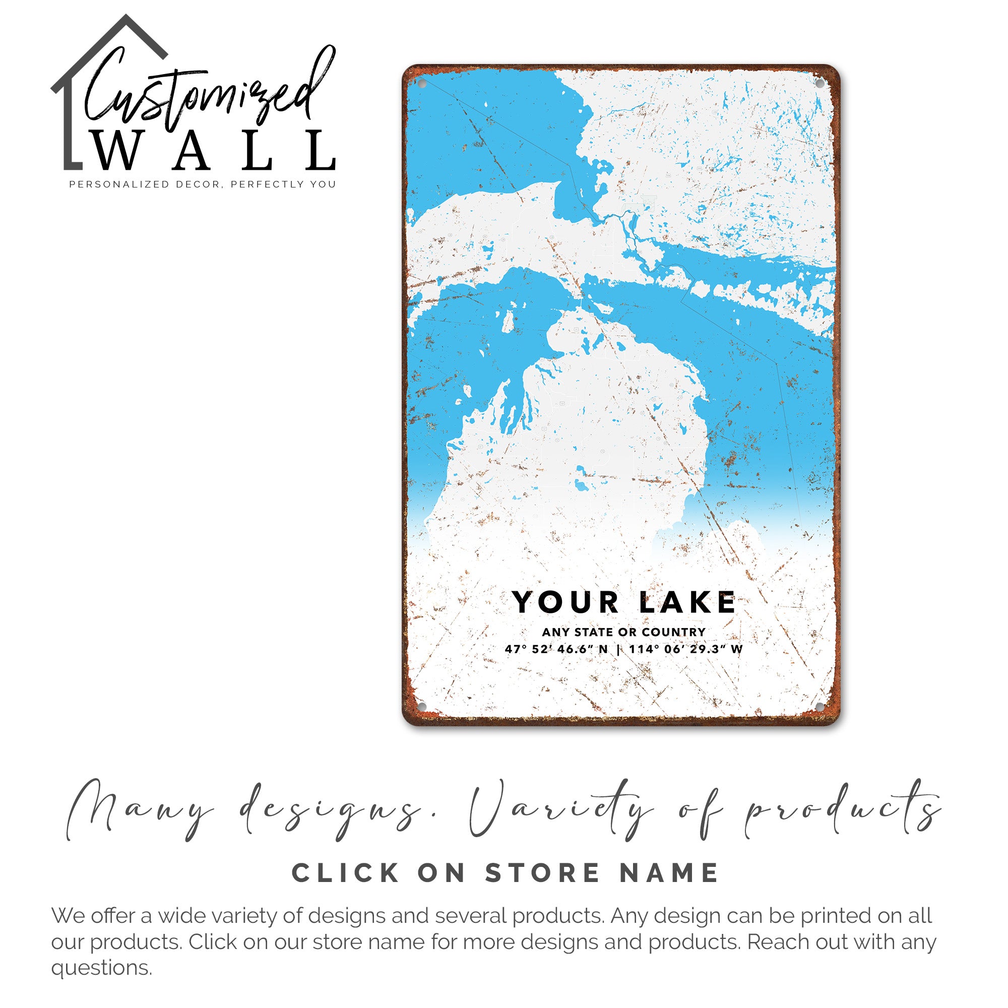 Personalized Rustic Metal Sign - Custom Lake Map Art Decor for Home or Cabin, Perfect for Gift Giving - Image 6