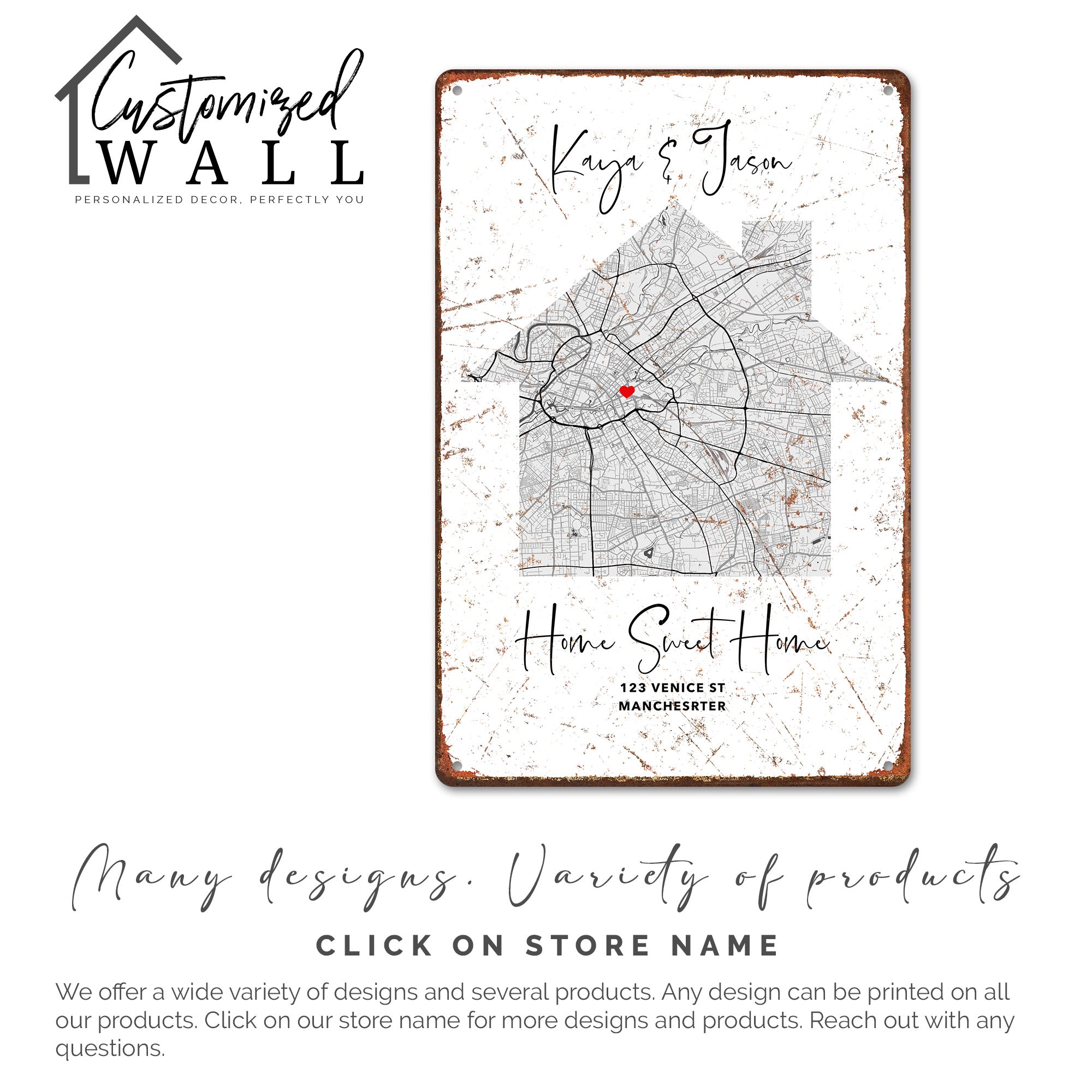 Personalized Home Map Metal Sign – Custom Housewarming Gift for Couples, Elegant Rustic Decor with Quality Craftsmanship - Image 6