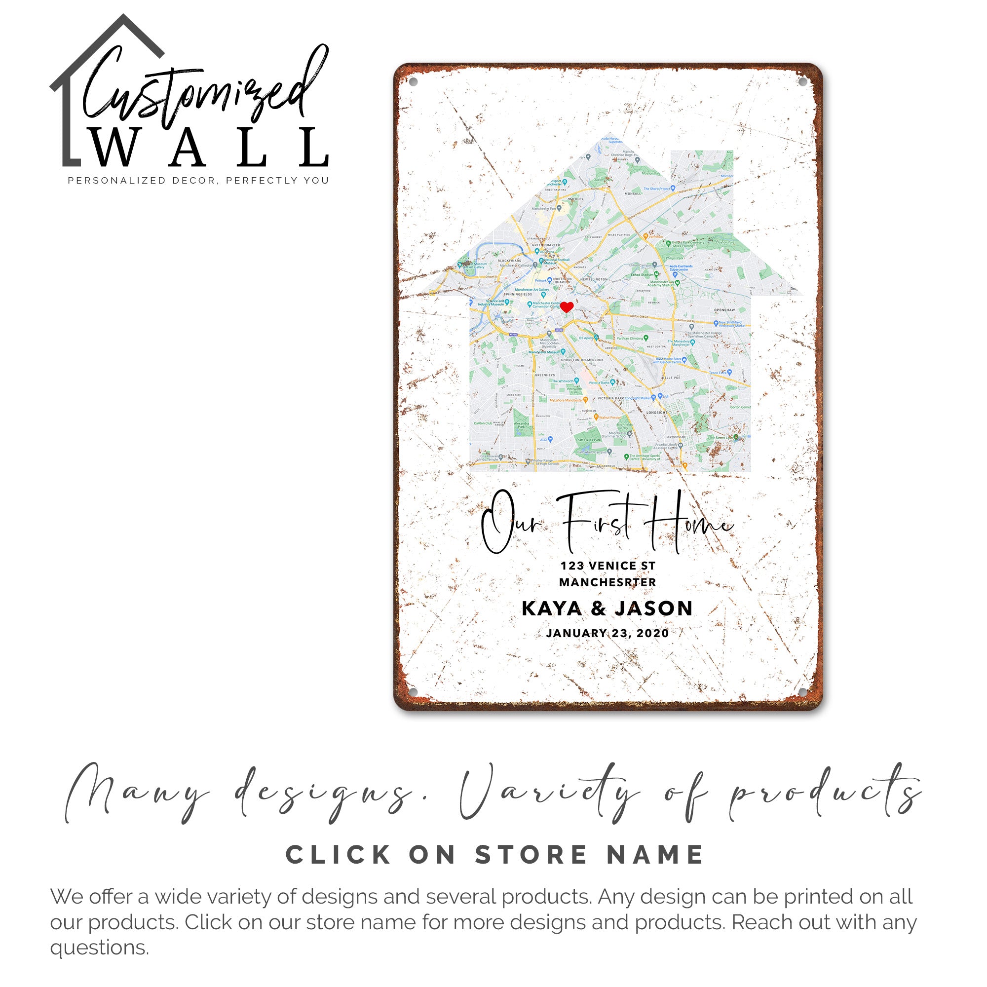 Personalized "Our First Home" Metal Sign – Custom Map Art for Homeowners, Couples, and New Home Gift - Image 6