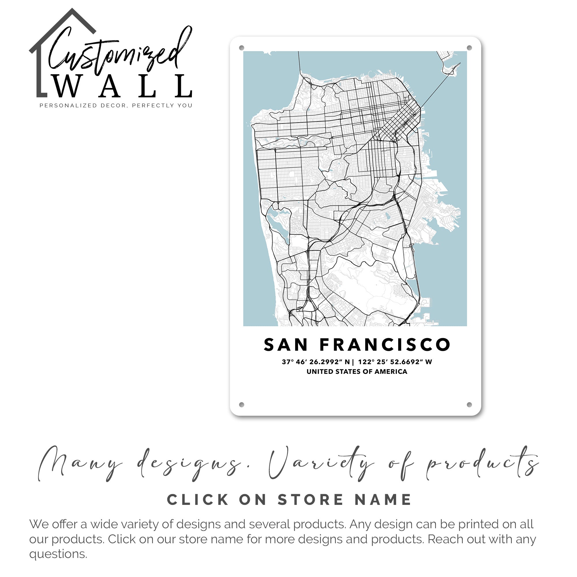Personalized San Francisco Metal Sign – Custom Map Decor for Homes and Offices - Image 7