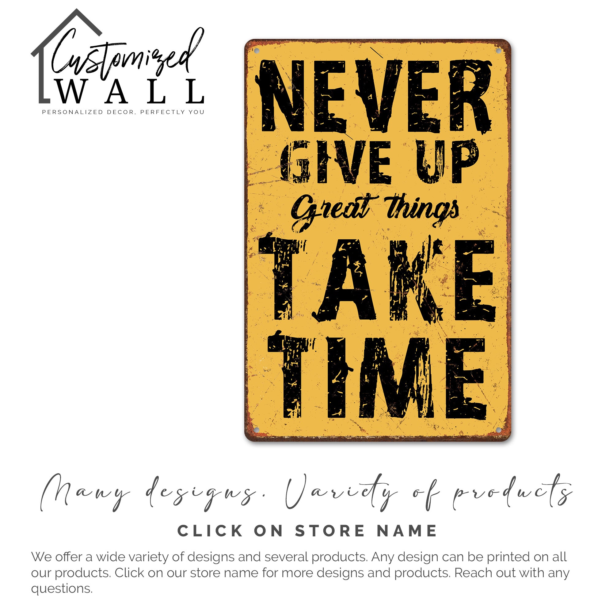 Inspiring "Never Give Up" Customized Metal Sign - Perfect Motivational Gift with Vintage Charm - Image 6