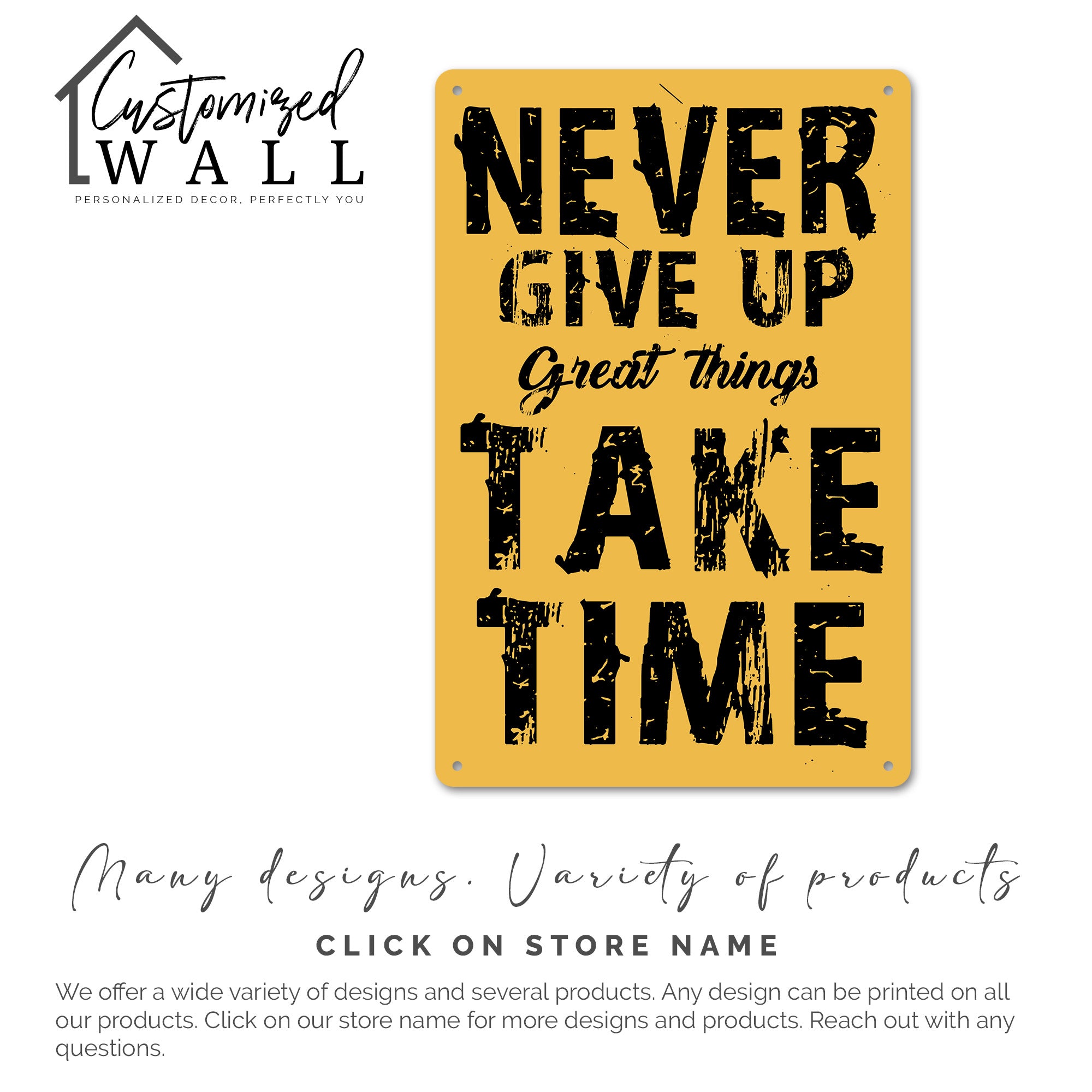 Inspiring "Never Give Up" Customized Metal Sign - Perfect Motivational Gift with Vintage Charm - Image 7