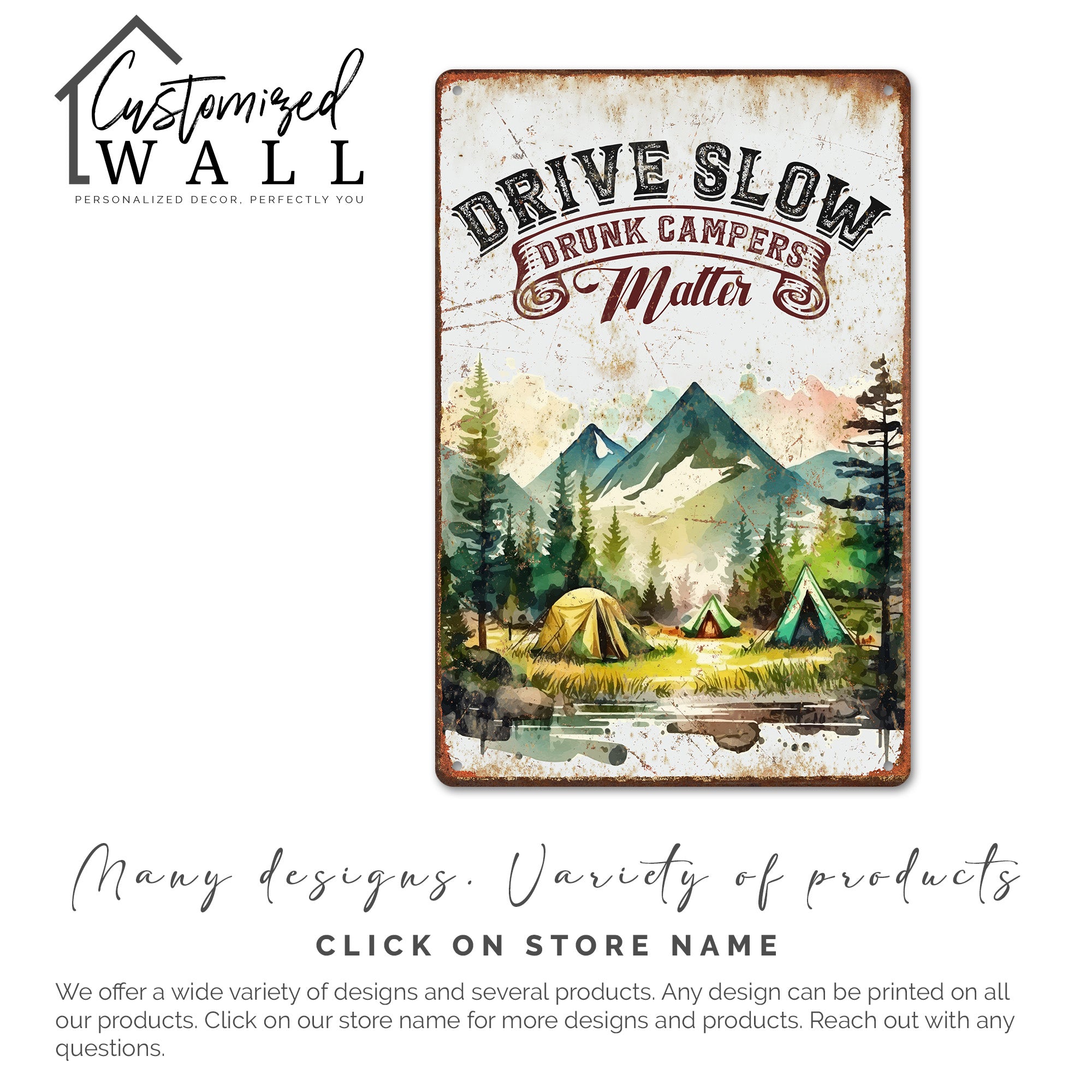 Personalized Campers Metal Sign - Drive Slow Drunk Campers Matter - Rustic Camping Decor - Image 6