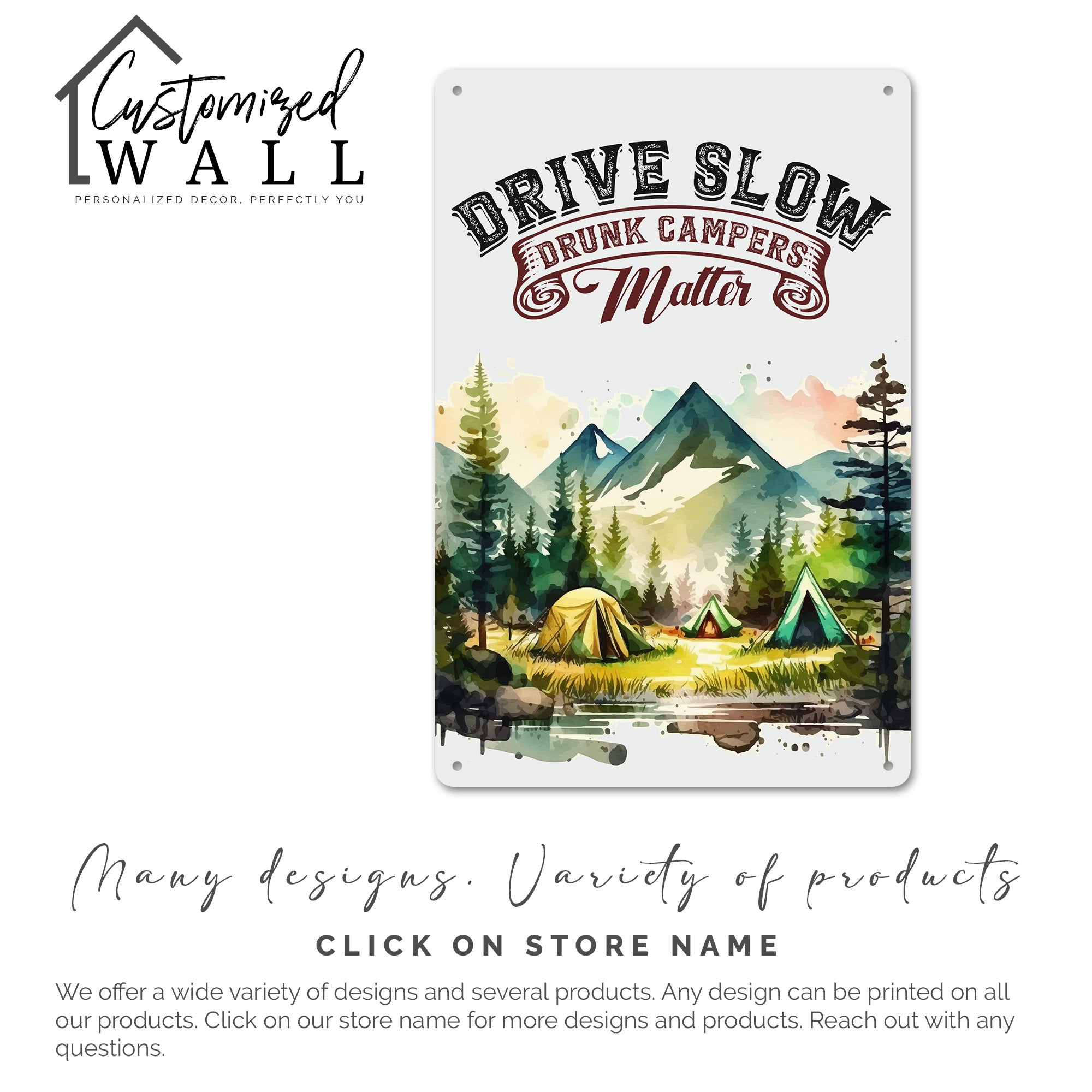 Personalized Campers Metal Sign - Drive Slow Drunk Campers Matter - Rustic Camping Decor - Image 7