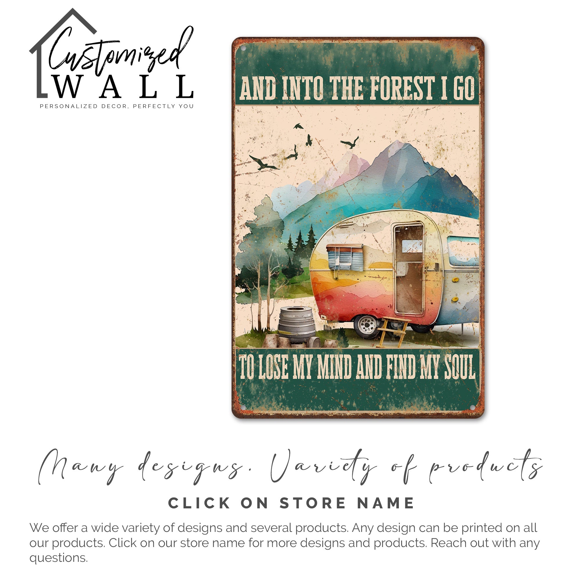 Personalized Vintage Camper Metal Sign - Forest Adventure Quote - Perfect Gift for Nature Lovers - Image 6
