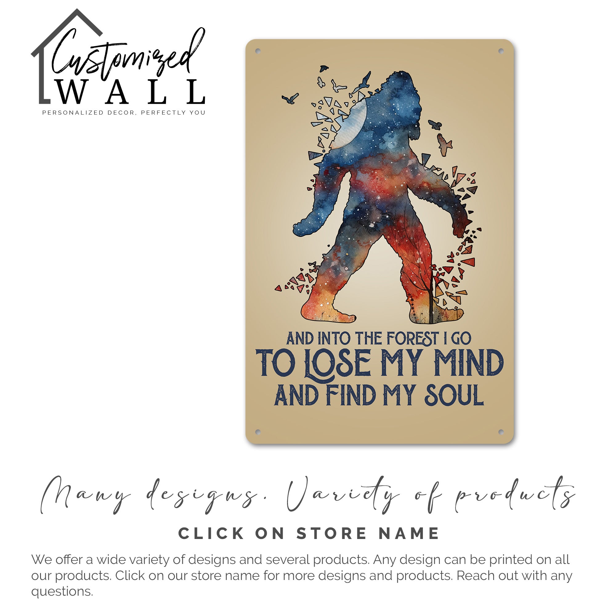 Personalized Forest Adventure Metal Sign – Cosmic Bigfoot Art, Perfect for Nature Lovers and Gift Giving - Image 7