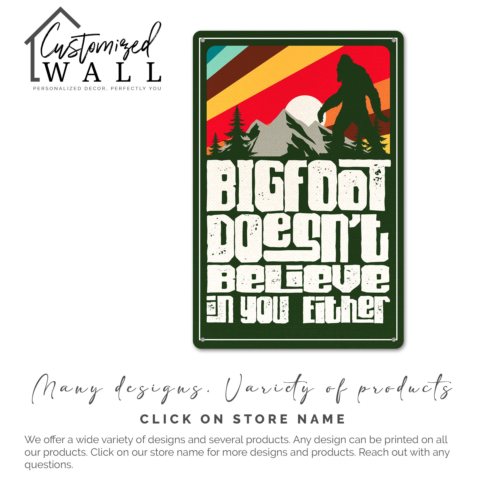 Retro Bigfoot Belief Metal Sign - Personalized Sasquatch Wall Decor for Home, Cabin, or Office - Unique Gift for Cryptid Lovers - Image 7