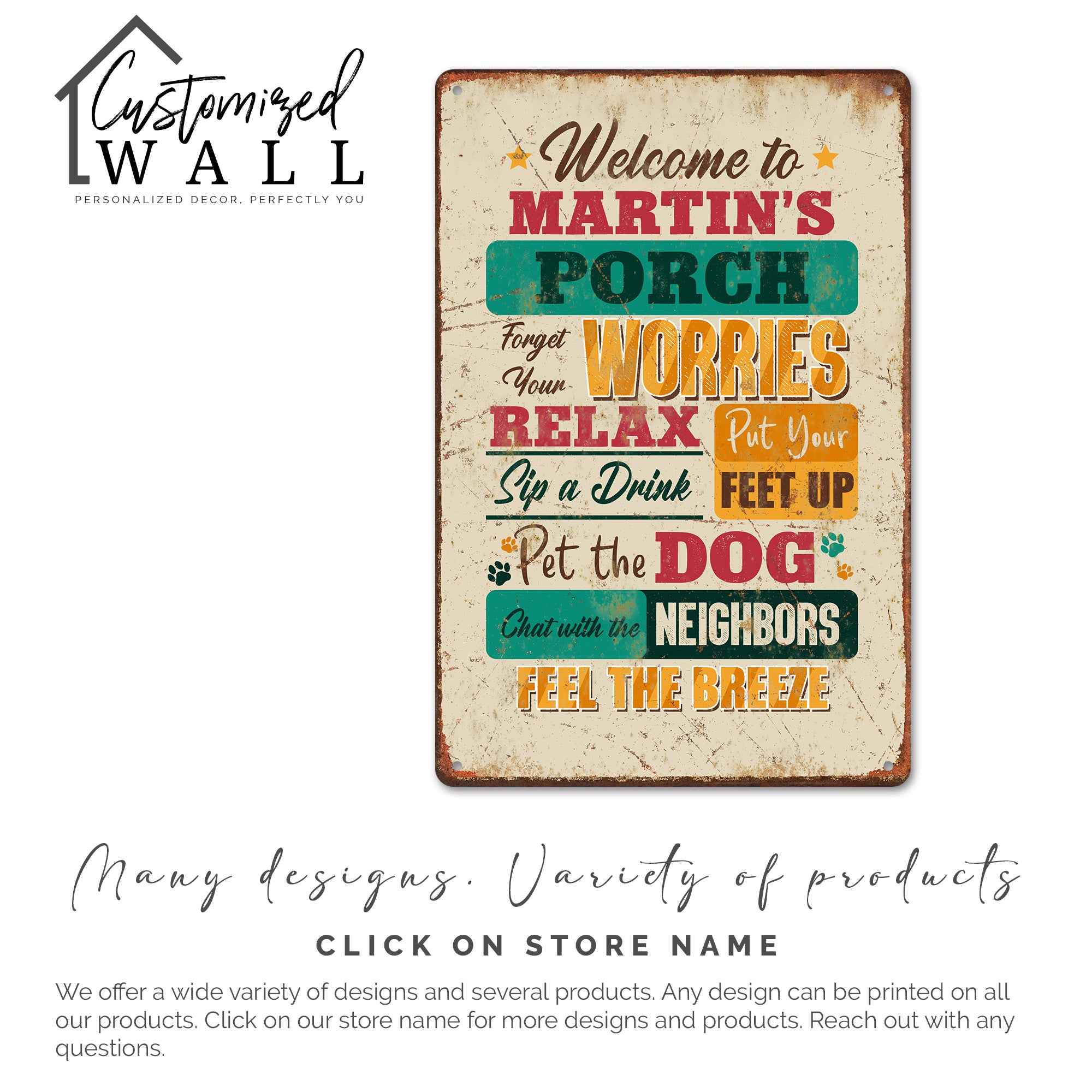 Personalized Rustic Metal Porch Sign – Custom Welcome Decor for Relaxation & Gathering – Perfect Gift for Porch Enthusiasts - Image 6