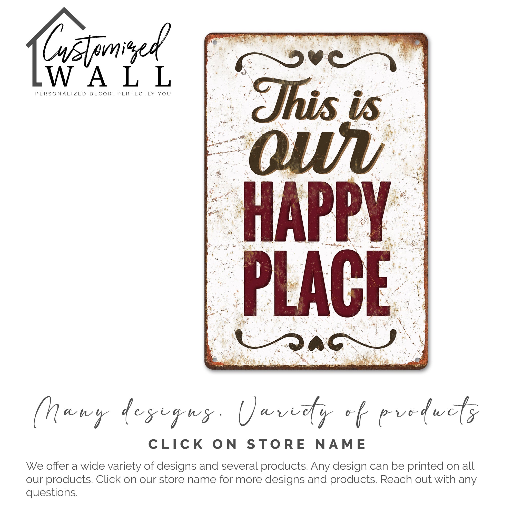 Personalized "This is Our Happy Place" Rustic Metal Sign - Custom Handmade Home Decor for Heartfelt Gift Giving - Image 6