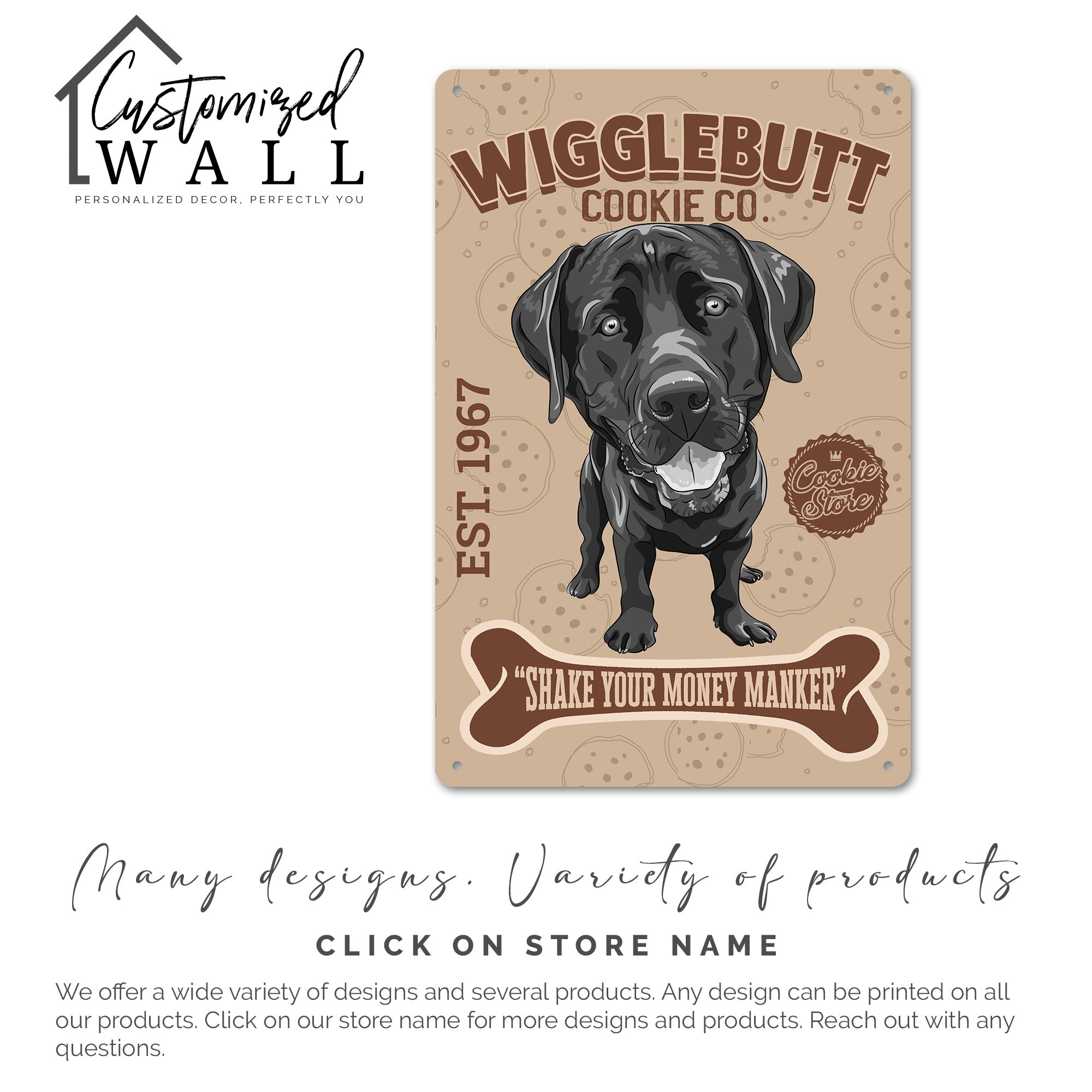 Personalized Wigglebutt Cookie Co Metal Sign - Customizable Vintage Dog Art - Perfect Gift for Pet Lovers, Established 1967 - Image 7