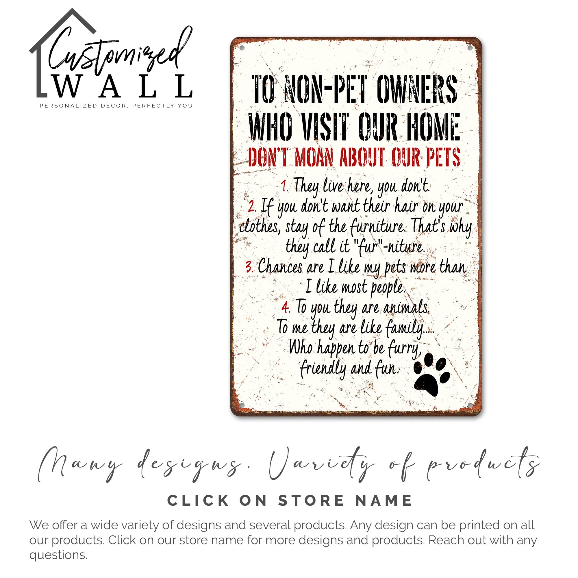 Personalized "Pet Lovers Welcome" Metal Sign - Custom Home Décor for Pet Owners - Handmade Rustic Sign with Humorous Touch - Image 6