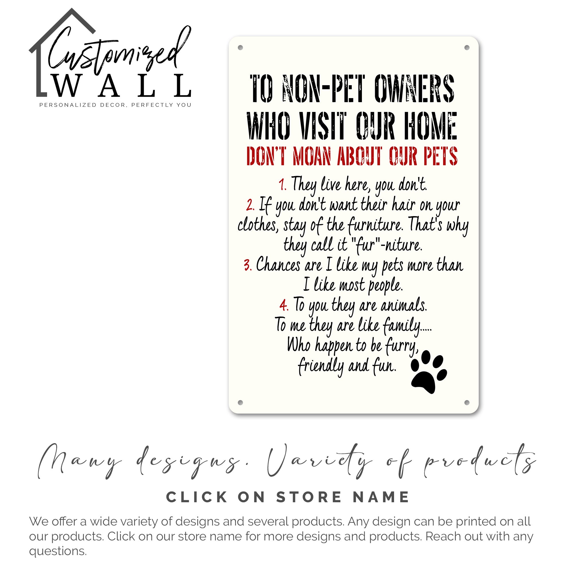 Personalized "Pet Lovers Welcome" Metal Sign - Custom Home Décor for Pet Owners - Handmade Rustic Sign with Humorous Touch - Image 7