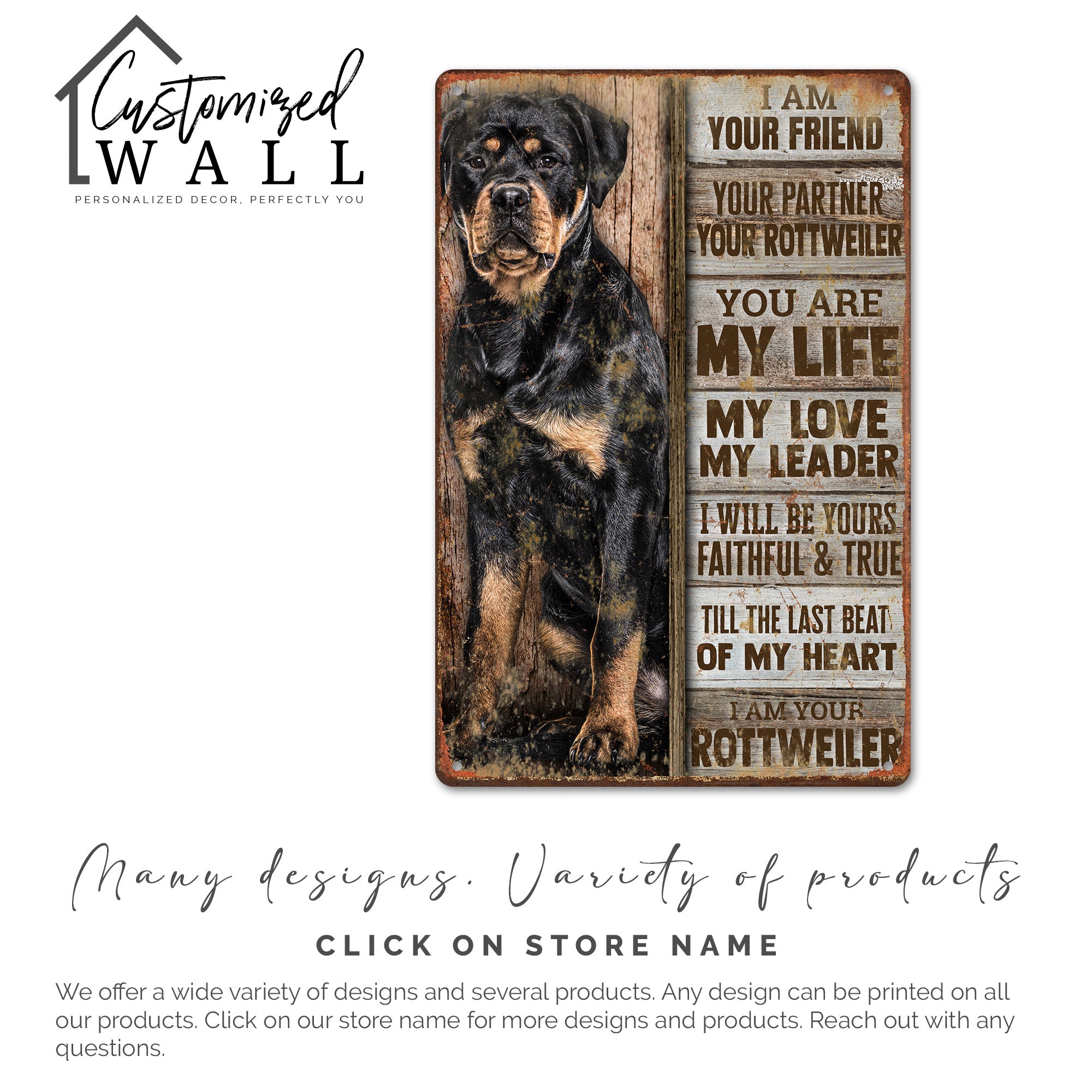 Personalized Rottweiler Tribute Metal Sign - Rustic Wall Art for Dog Lovers - Heartfelt Pet Memorial or Gift - Customizable Name Plate - Image 6