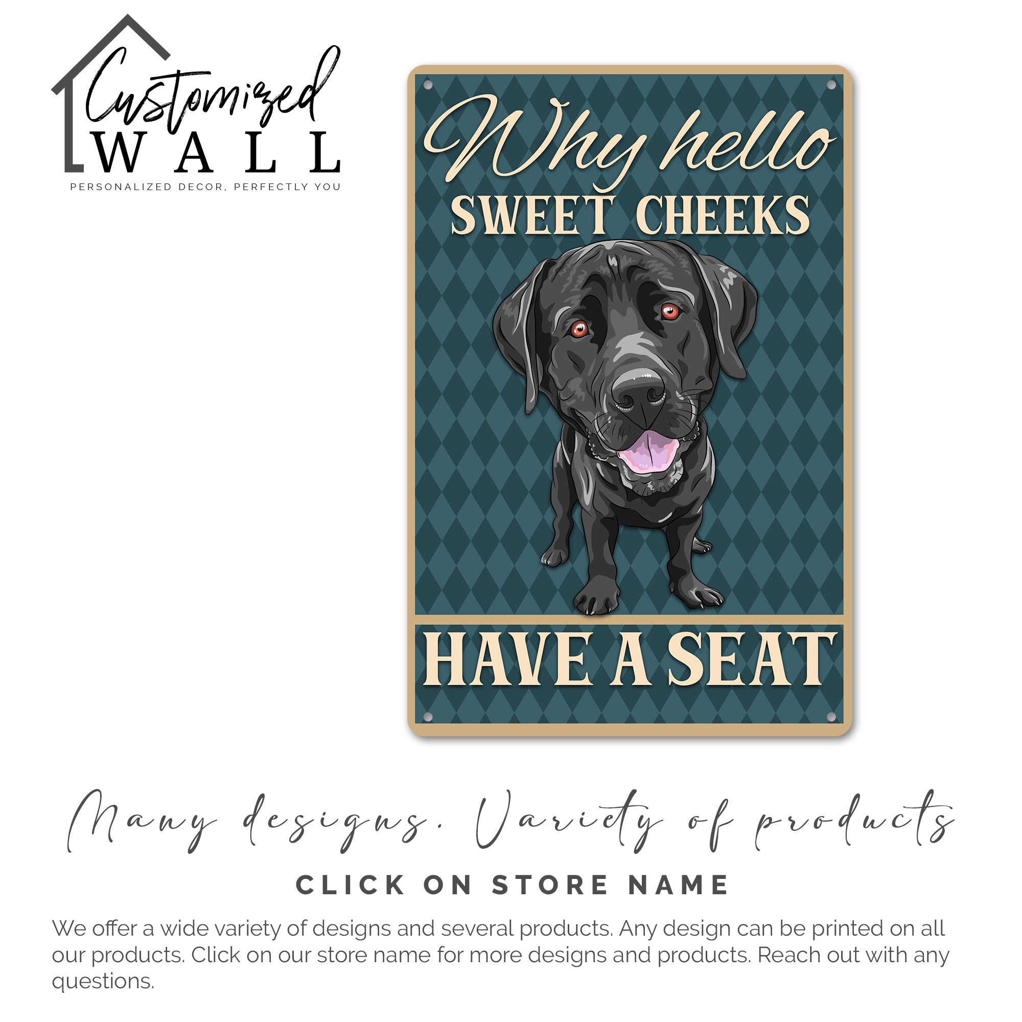 Personalized Sweet Cheeks Dog Metal Sign - Rustic Home Décor for Pet Lovers - Custom Name Option - Image 7