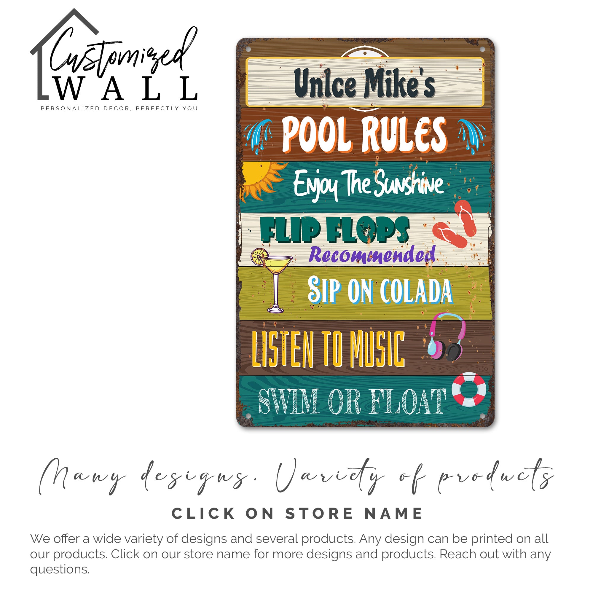 Personalized Pool Rules Metal Sign - Vibrant Outdoor Decor for Relaxation and Fun - Perfect Custom Gift for Pool Owners - Image 4