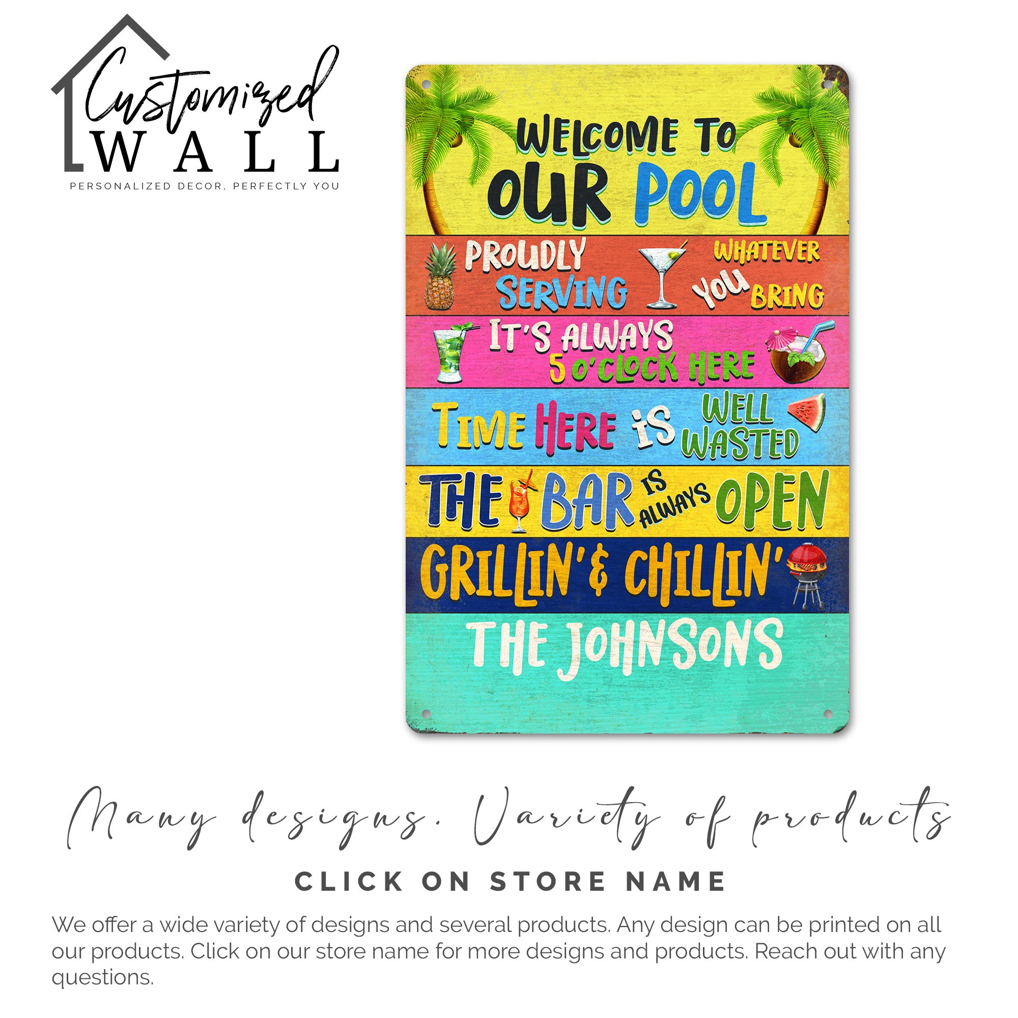Personalized Poolside Paradise Metal Sign - Customizable Outdoor Decor for Relaxation and Fun - Image 4