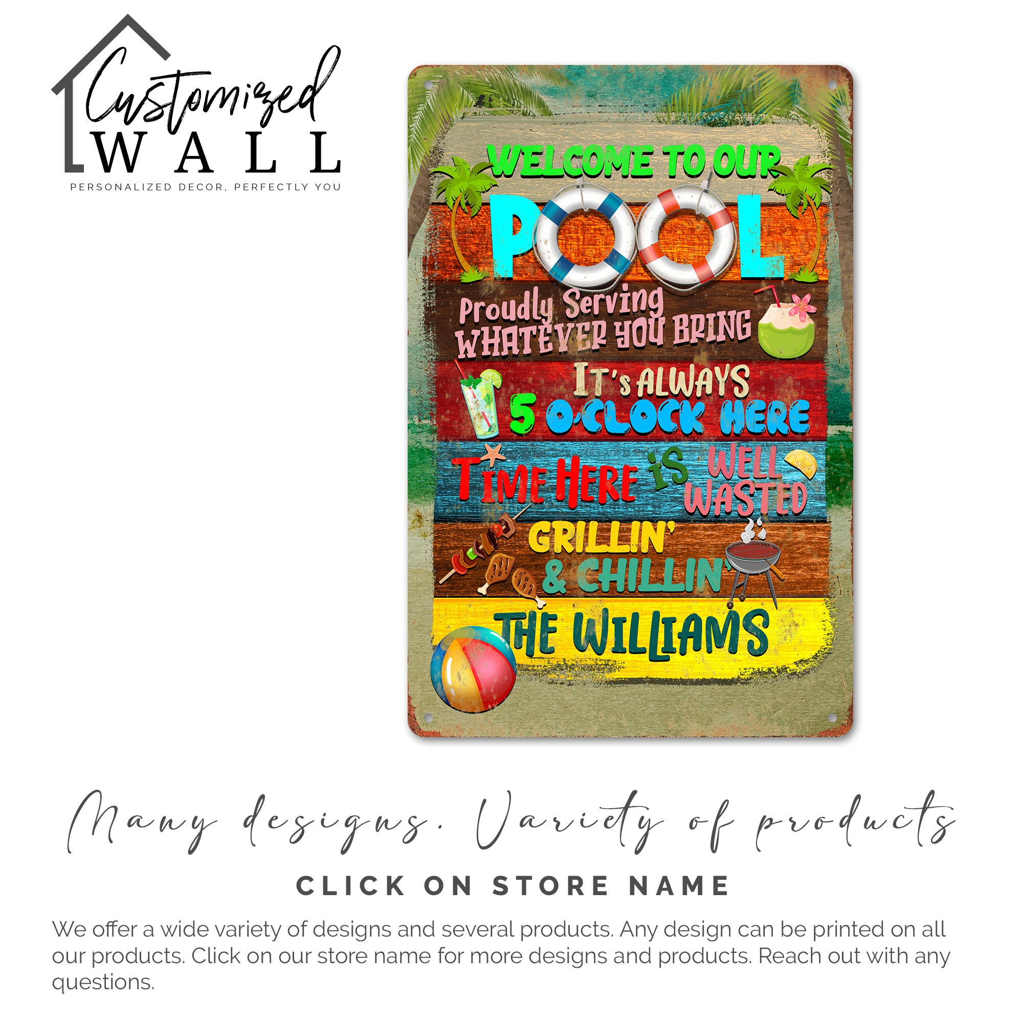 Personalized Poolside Metal Sign – Custom Family Name Decor for Outdoor Fun and Relaxation - Image 6