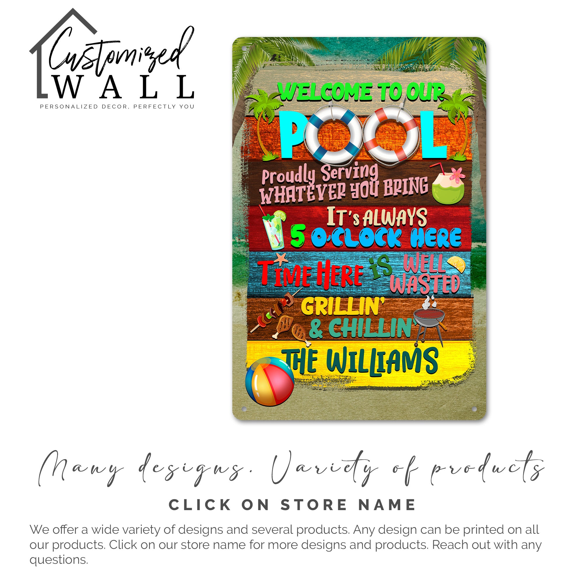 Personalized Poolside Metal Sign – Custom Family Name Decor for Outdoor Fun and Relaxation - Image 7
