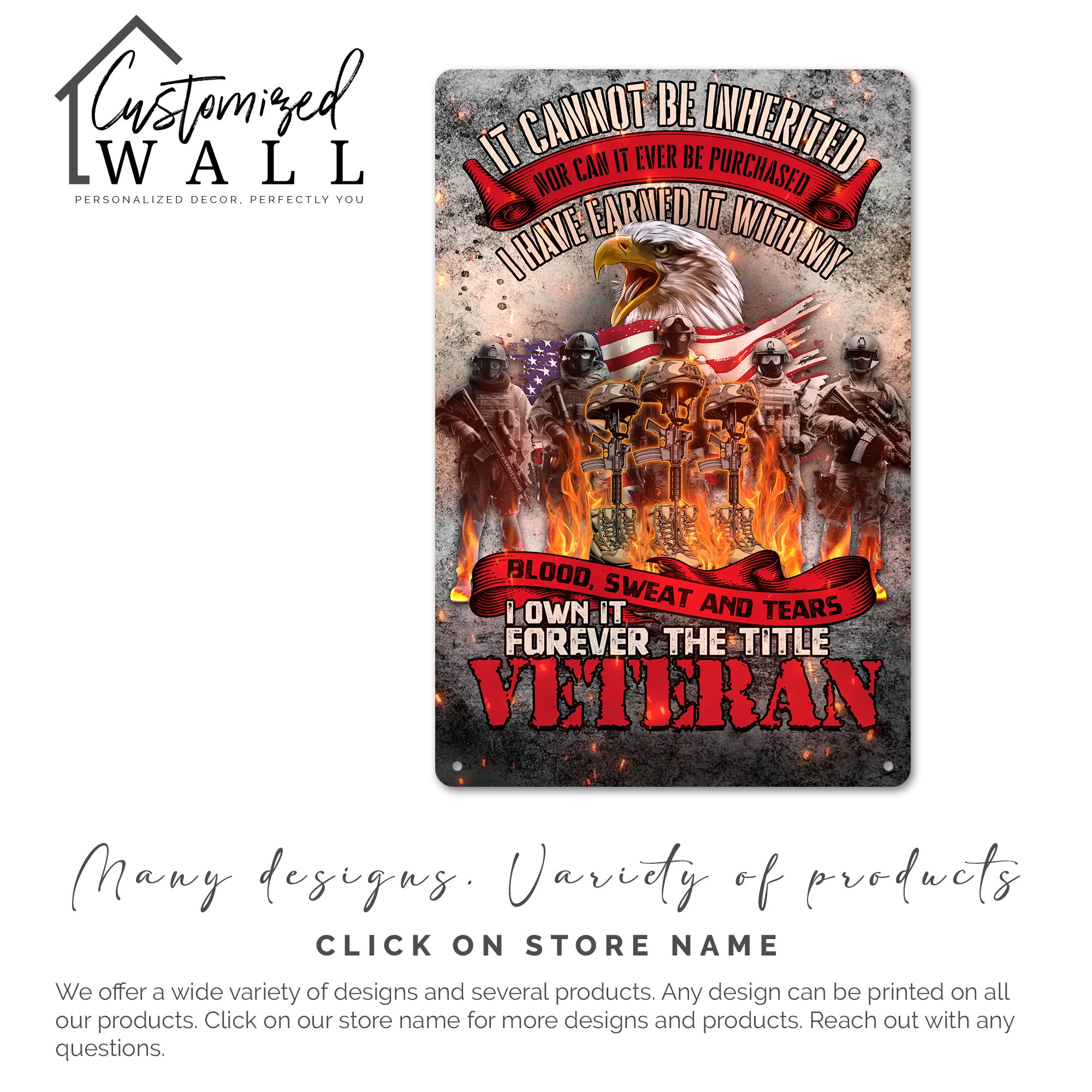 Personalized Veteran Metal Sign – Customizable Wall Art for Honoring Service with Eagle & Flag Design - Image 7