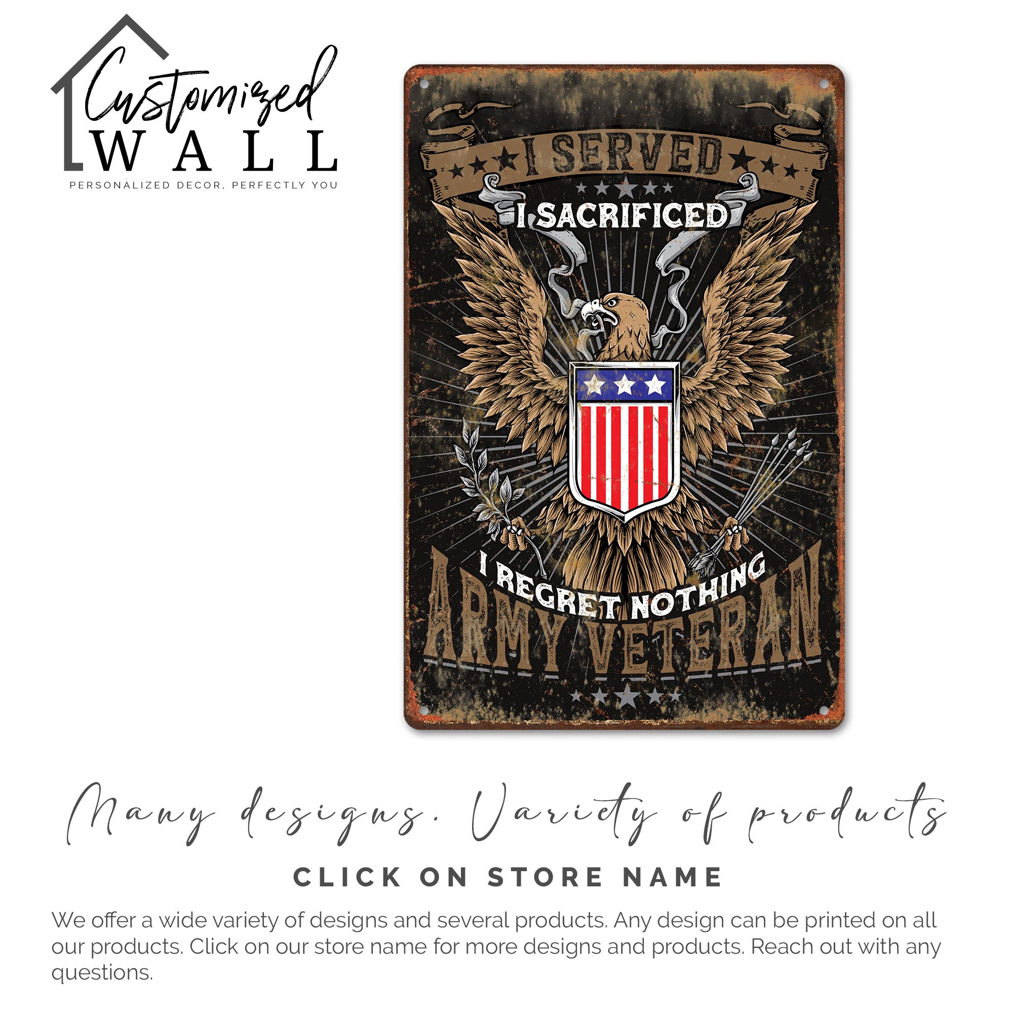 Personalized Army Veteran Metal Sign – Customizable Military Tribute Plaque, Handmade for Veterans’ Day, Father's Day, or Anniversary Gifts - Image 6