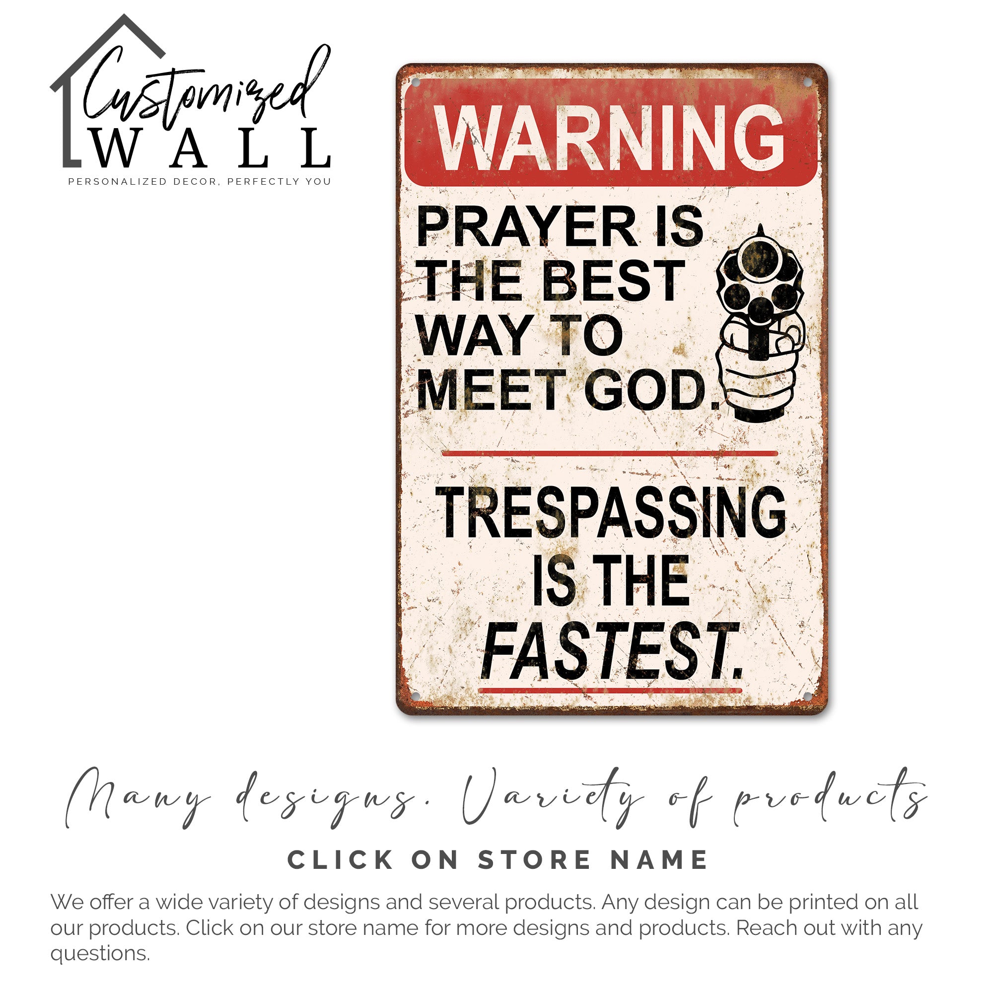 Personalized Warning Metal Sign - Rustic Home Decor with Customizable Message for Garden, Garage, or Man Cave - Image 6