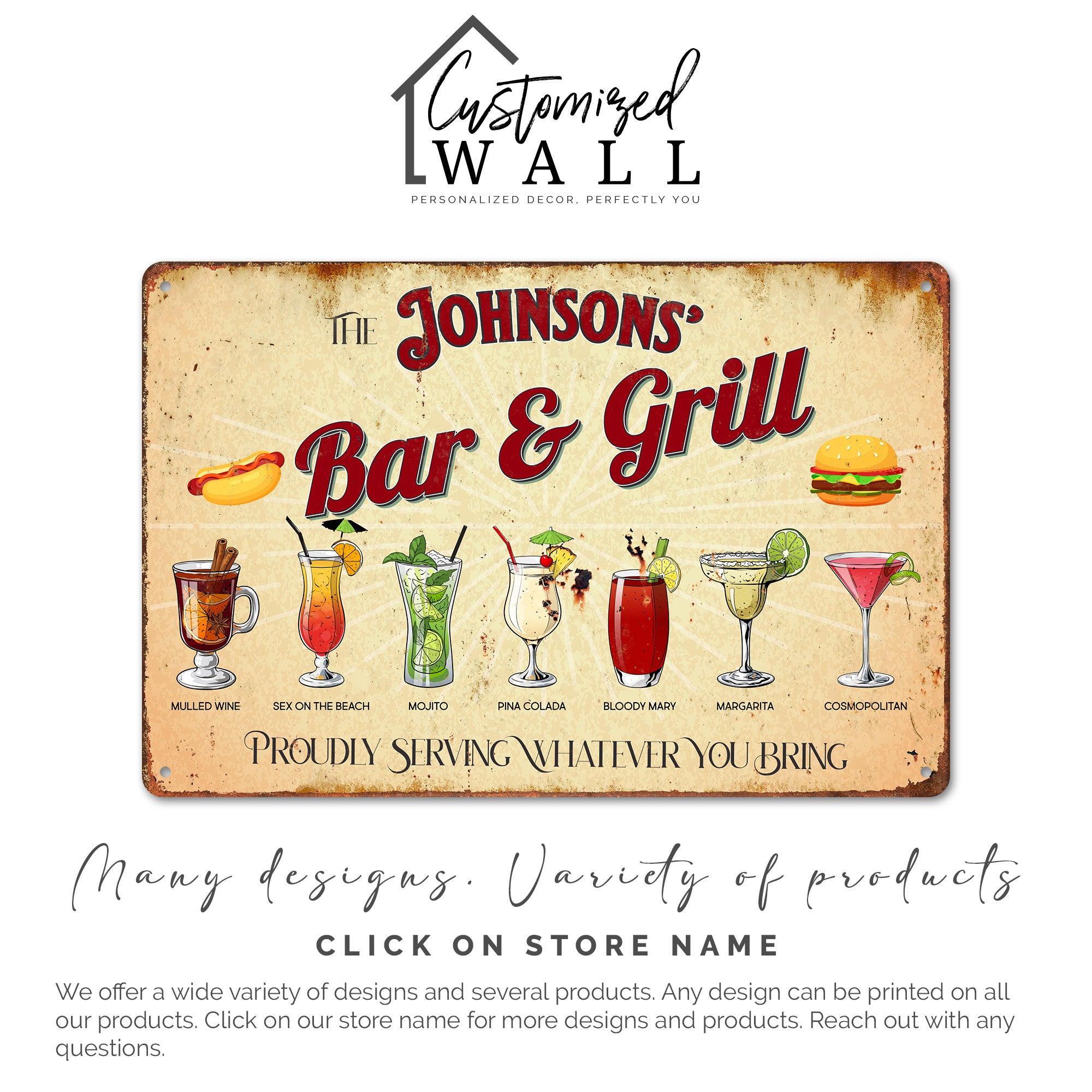 Personalized Rustic Metal Bar Sign - Customizable Bar & Grill Decor for Home Entertaining - Image 6