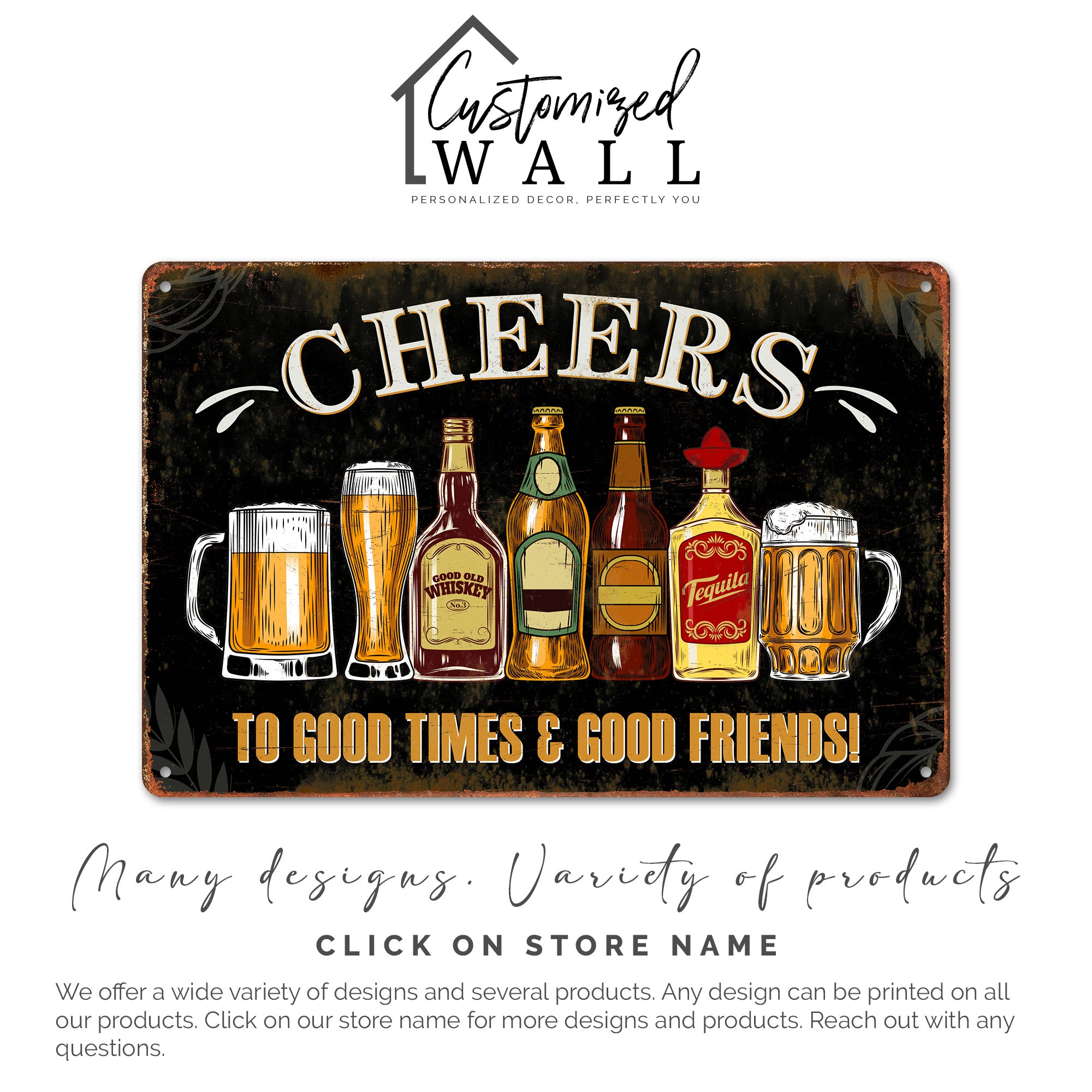 Personalized Cheers Metal Sign - Custom Bar Decor for Good Times with Friends - Image 6