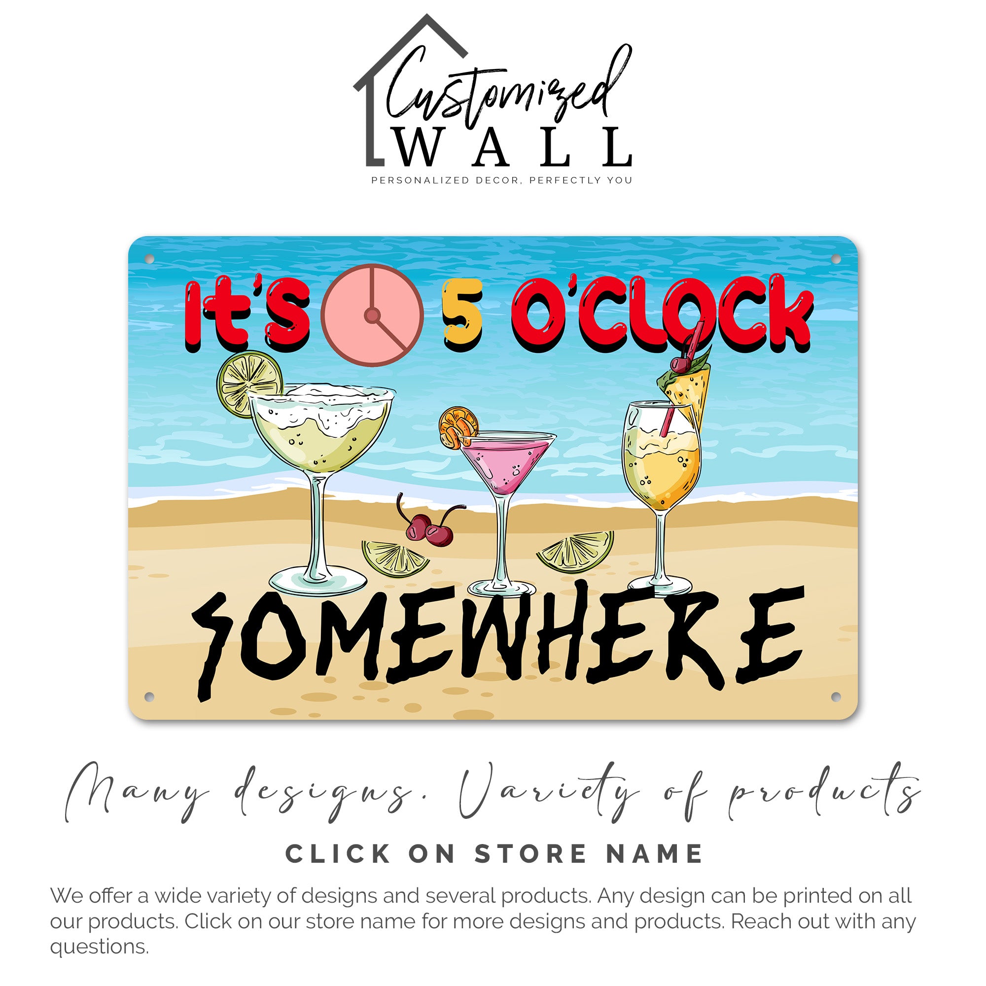 Personalized "It's 5 O'Clock Somewhere" Metal Sign - Perfect Handmade Beach-Themed Wall Decor for Home Bars and Gift-Giving - Image 7