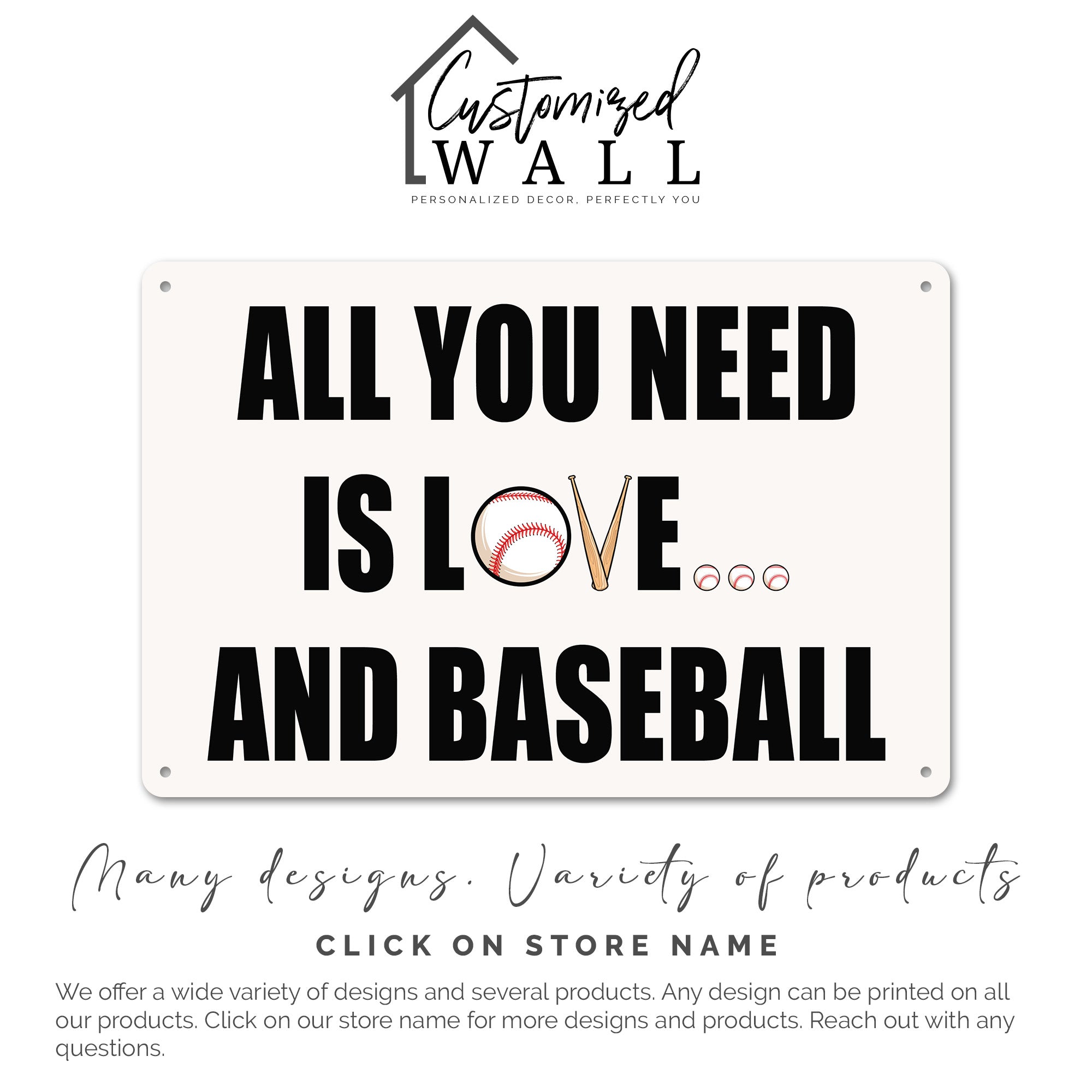 Personalized "All You Need is Love and Baseball" Rustic Metal Sign - Customizable Gift for Baseball Lovers - Image 7