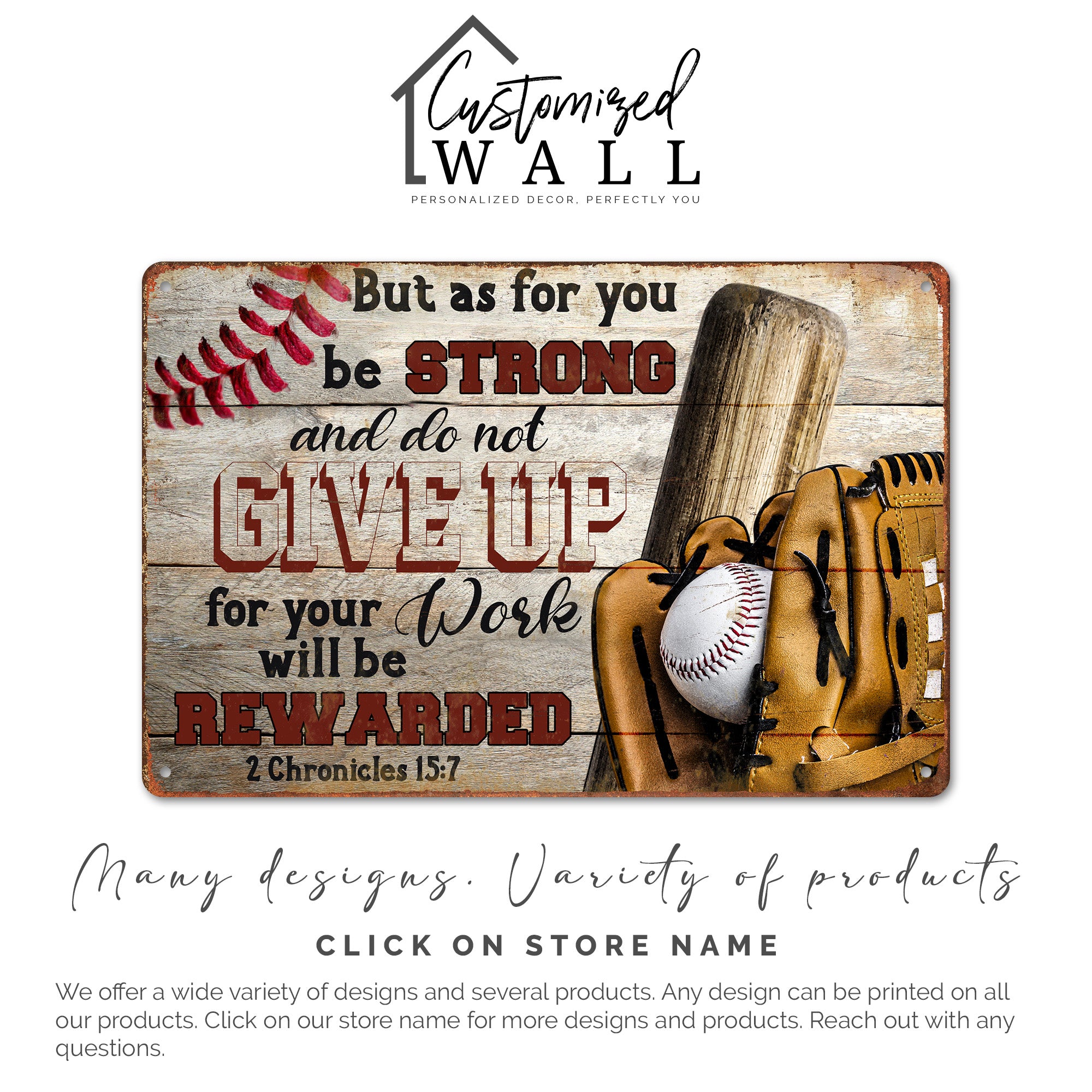 Personalized Inspirational Baseball Metal Sign - Customizable Rustic Decor for Motivational Gift-Giving - Image 6