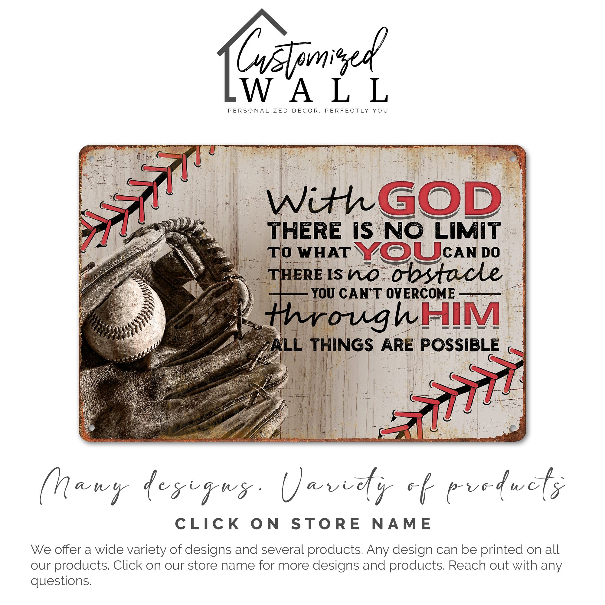 Personalized Inspirational Metal Sign with Baseball Theme - Custom Handmade Gift for Sports Lovers and Motivational Decor - Image 6