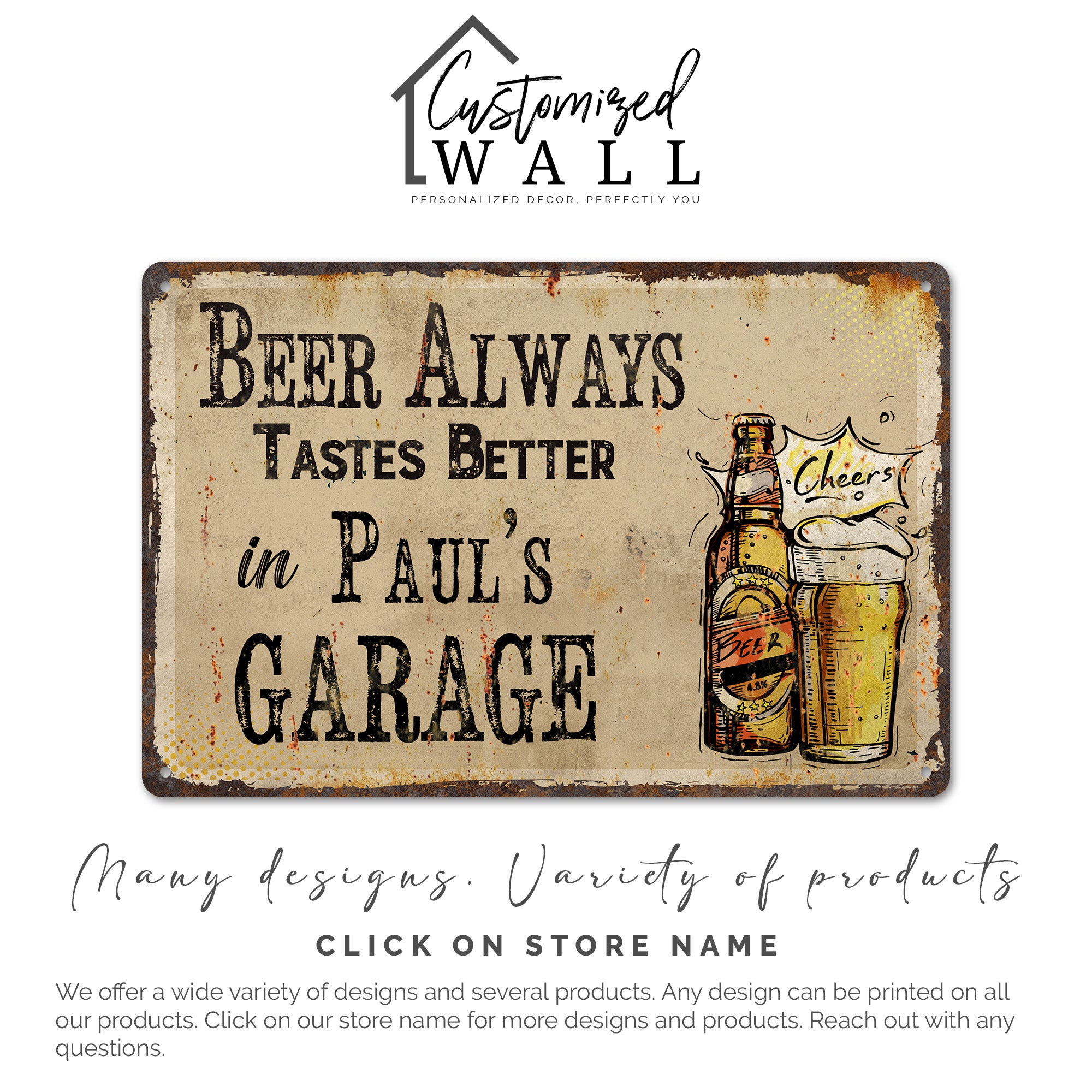 Personalized Vintage-Style Beer Garage Metal Sign - Custom Craftsmanship for the Ultimate Home Bar or Mancave Gift - Image 4