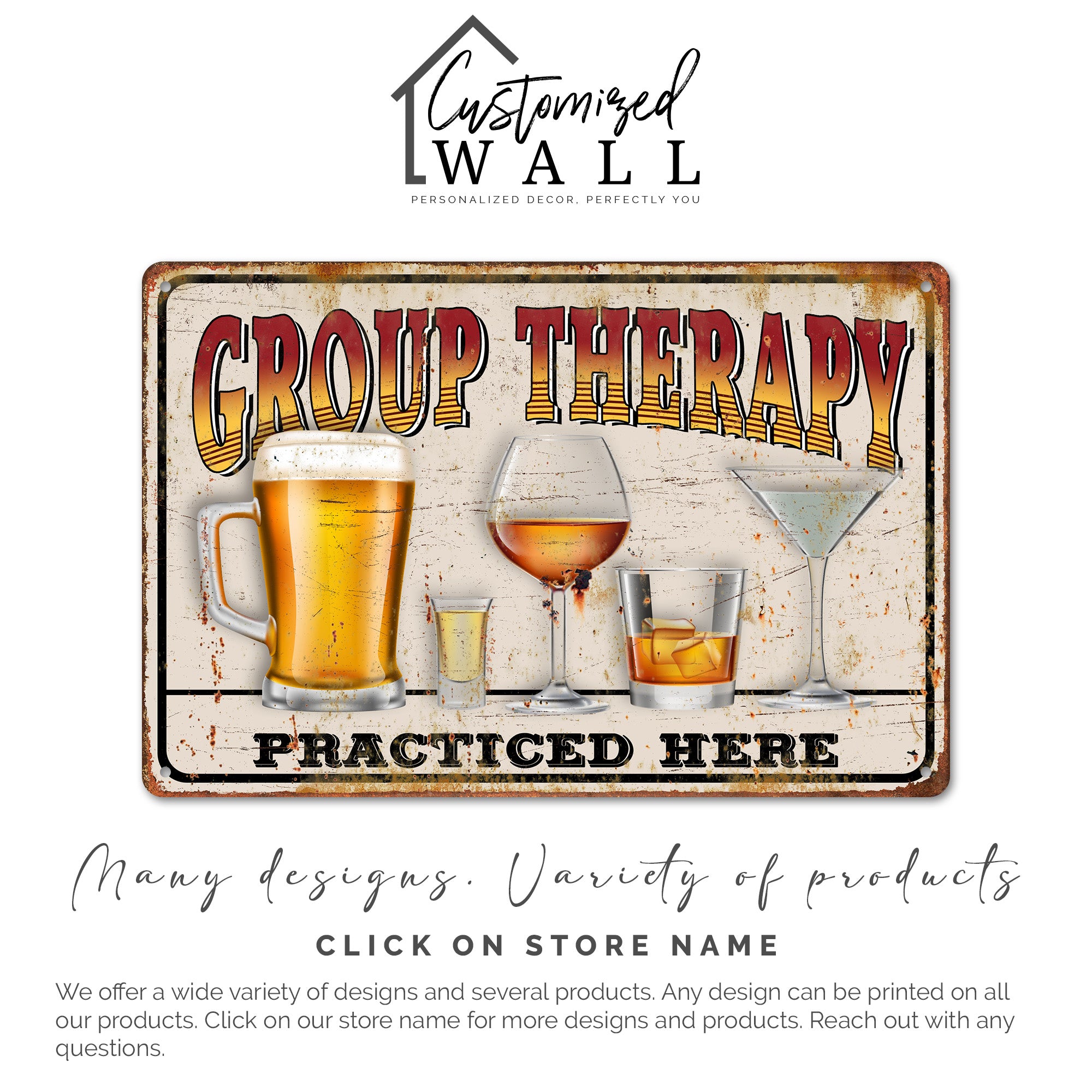 Personalized "Group Therapy" Vintage Metal Sign - Handmade, Durable, and Perfect for Home Bars and Gift Giving - Image 6