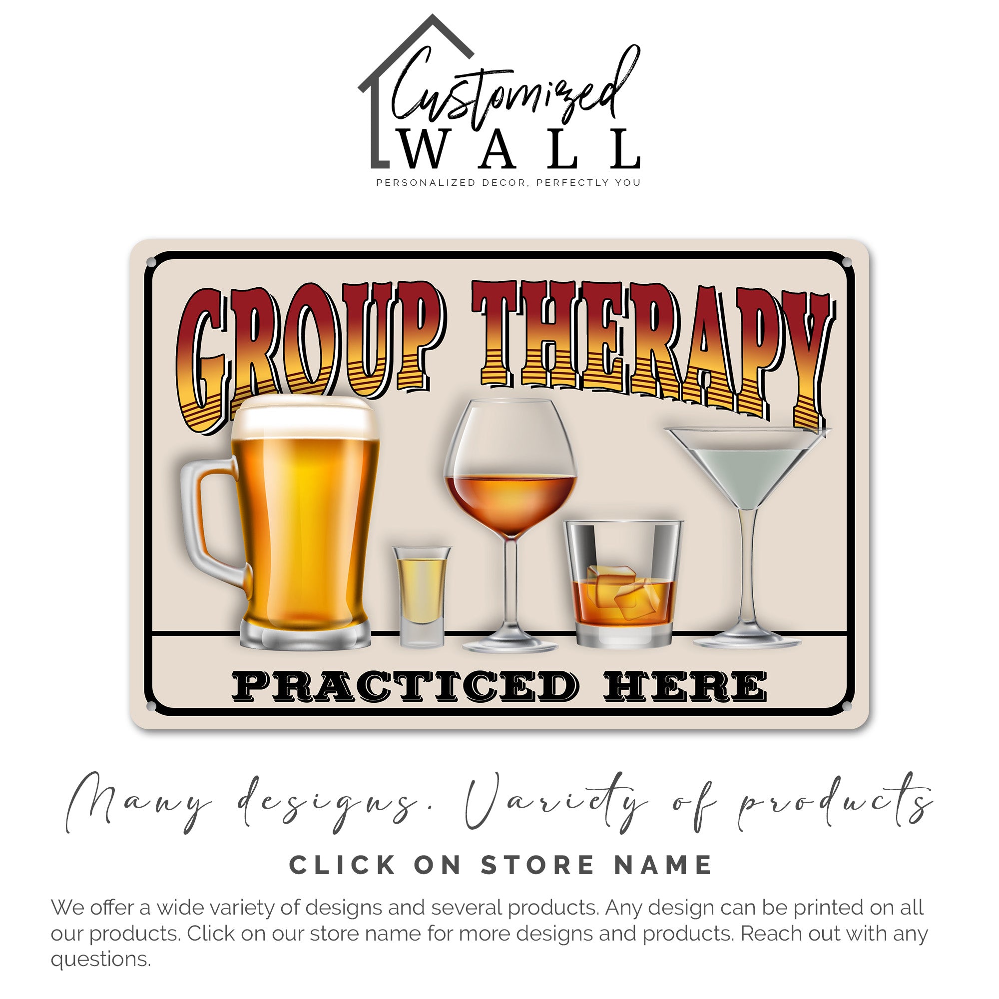 Personalized "Group Therapy" Vintage Metal Sign - Handmade, Durable, and Perfect for Home Bars and Gift Giving - Image 7