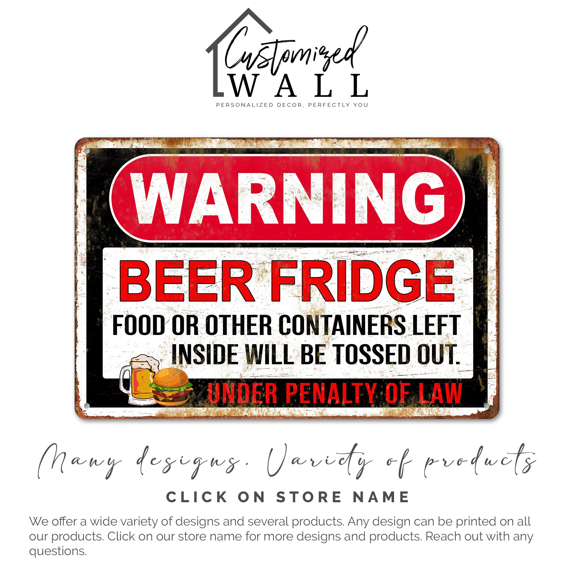 Customizable Vintage-Style Beer Fridge Sign - Personalized Metal Sign for Home Bars and Man Caves, Ideal for Beer Lovers and Unique Gift - Image 6