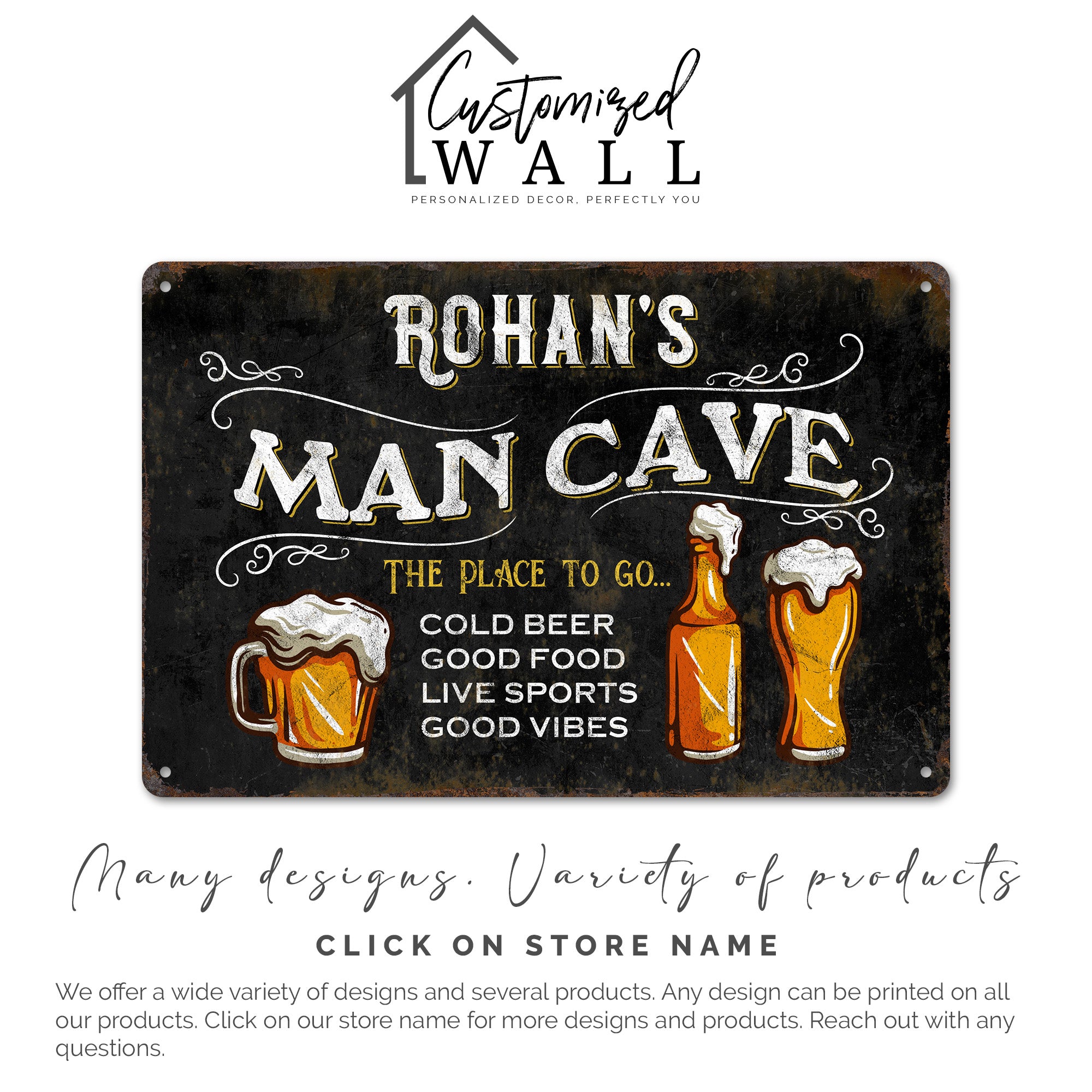 Personalized Man Cave Metal Sign - Custom Name Bar Decor for Beer Lovers - Rustic Gift for Him, Dad, or Personalized Home Decor - Image 4