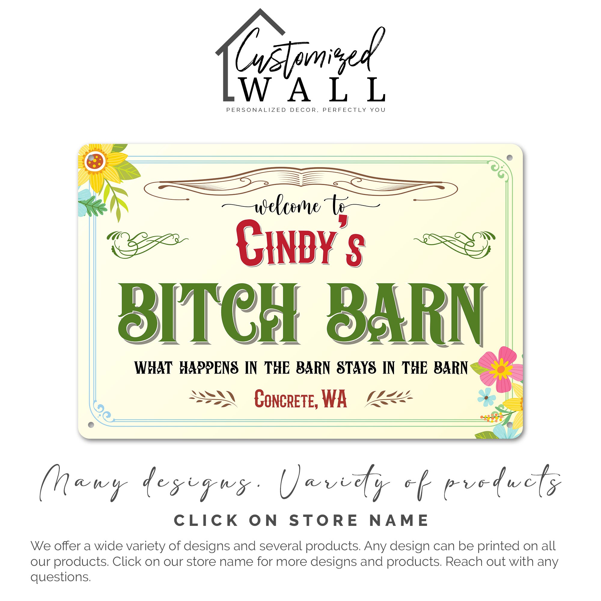 Personalized Rustic Metal Sign - Custom "Bitch Barn" Welcome Plaque for Home Décor & Gifts - Image 7