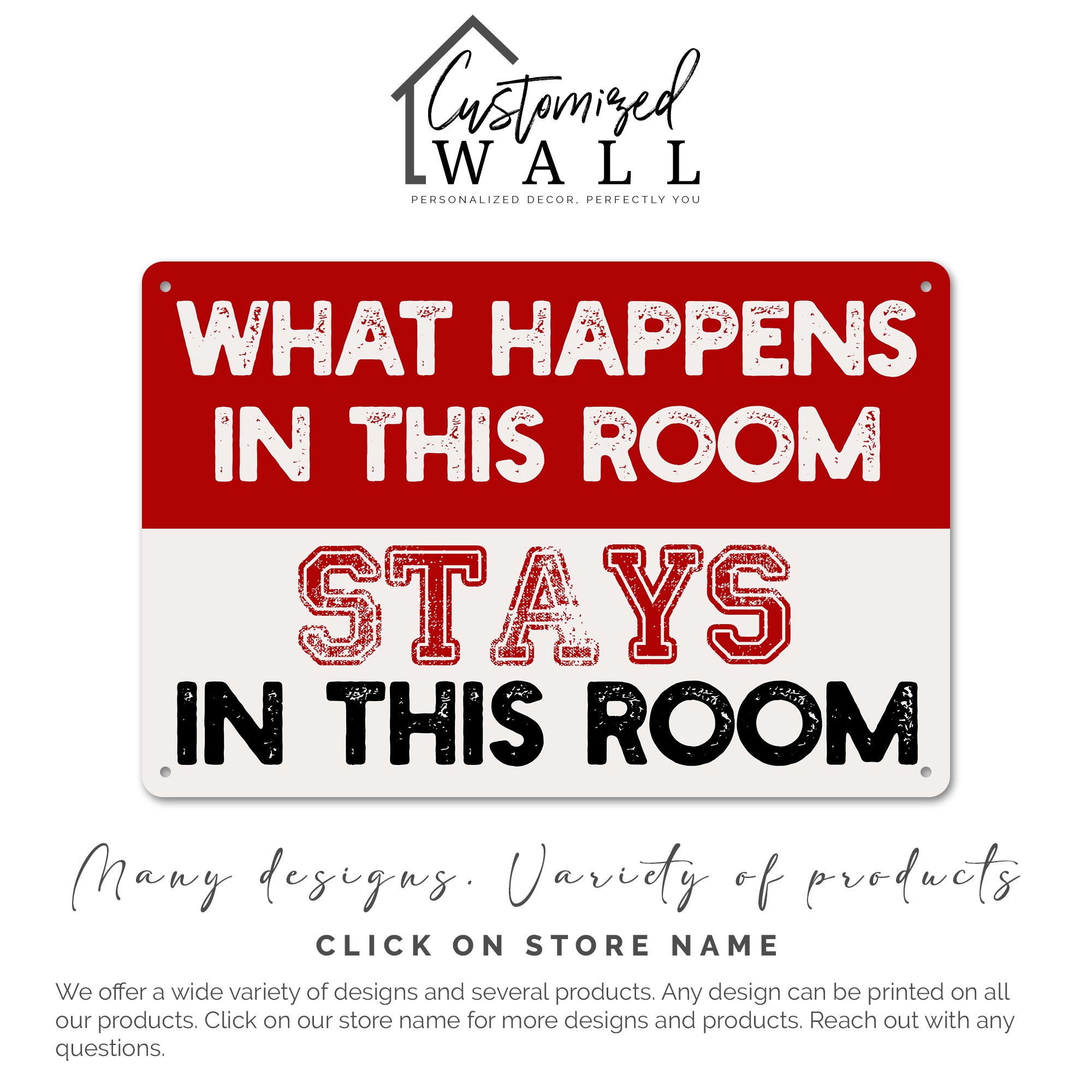 Personalized "What Happens in This Room" Retro Metal Sign - Customizable Handmade Gift for Home Décor - Image 7