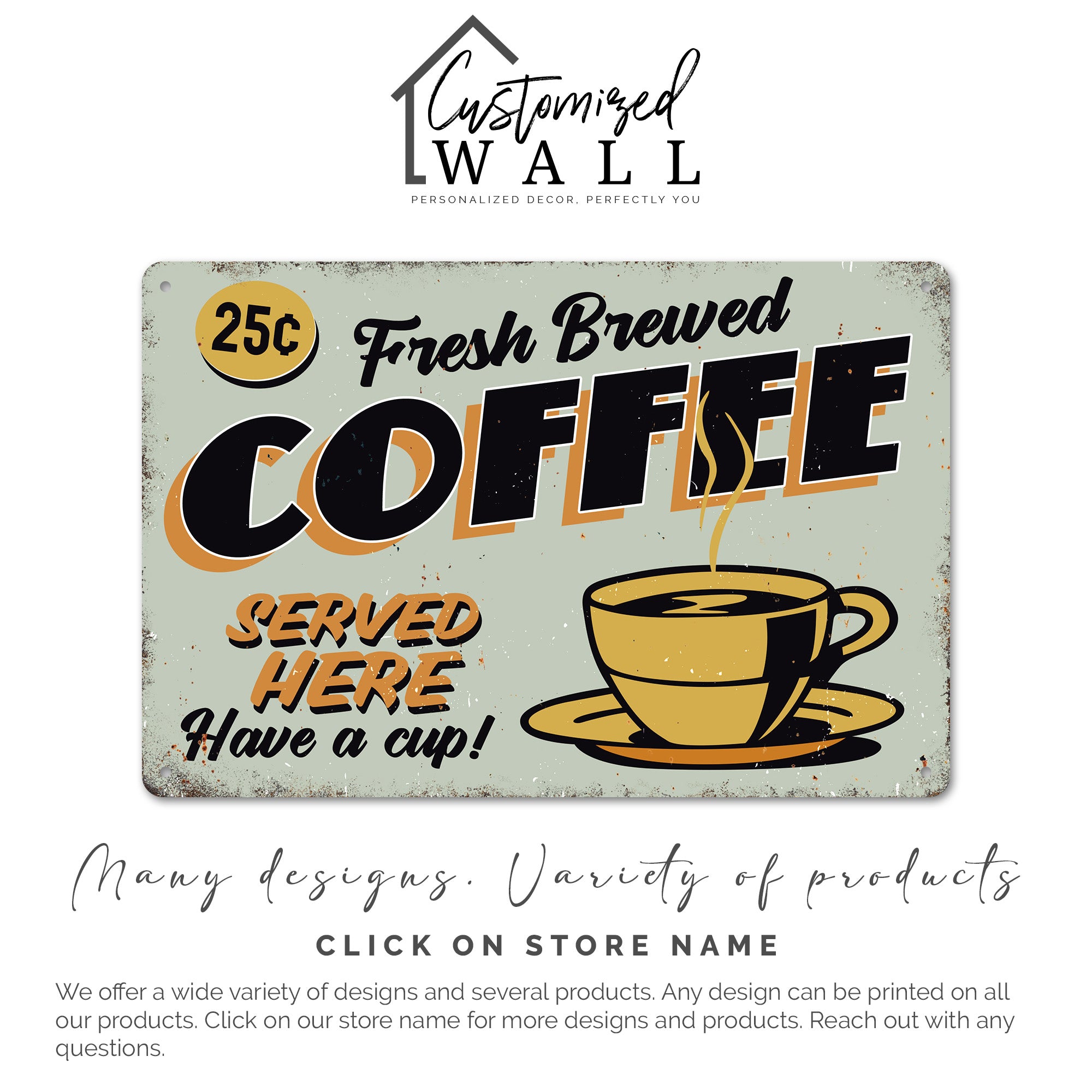 Vintage Retro Coffee Sign: Personalized Handcrafted Metal Art for Coffee Lovers - Image 4
