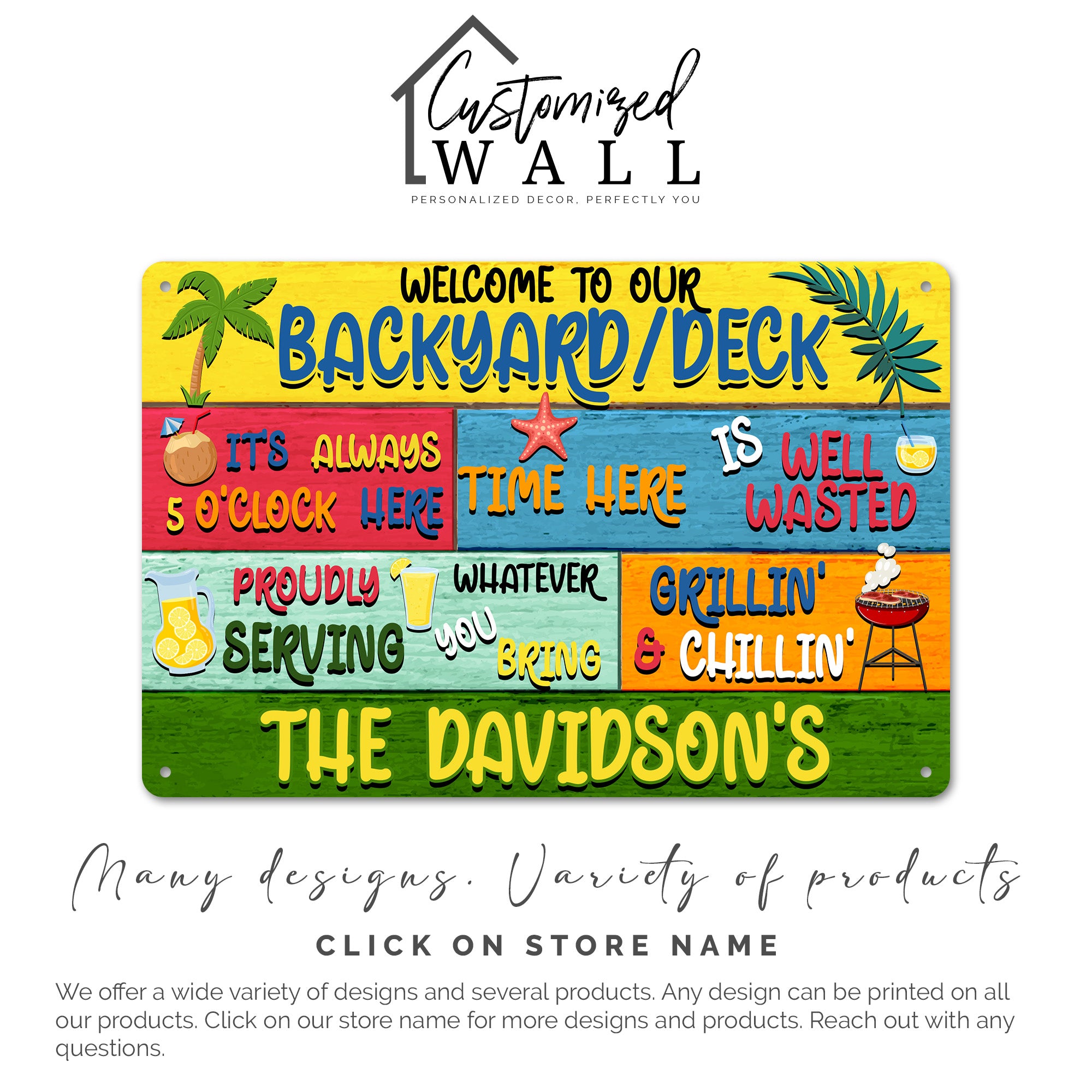 Personalized Backyard Deck Metal Sign - Custom Family Name Outdoor Decor for Grill Masters & Chillers - Image 7