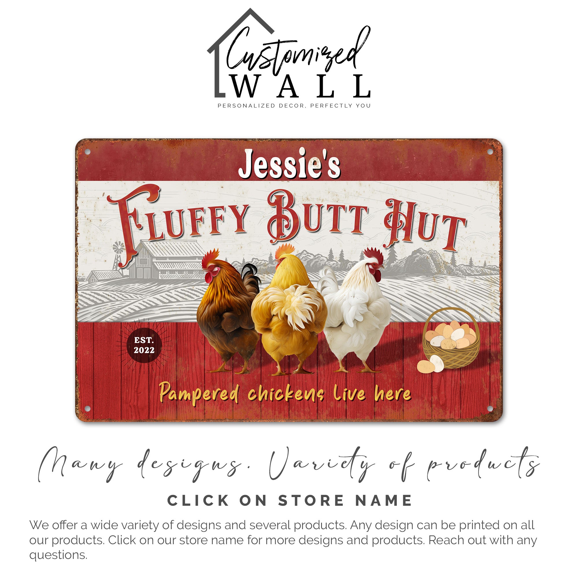 Customizable "Fluffy Butt Hut" Metal Sign - Rustic Chicken Coop Decor, Personalized Farmhouse Gift for Chicken Lovers - Image 6