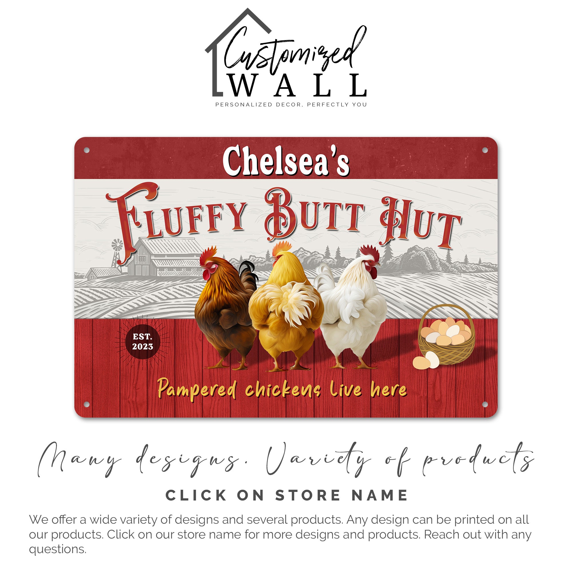 Customizable "Fluffy Butt Hut" Metal Sign - Rustic Chicken Coop Decor, Personalized Farmhouse Gift for Chicken Lovers - Image 7